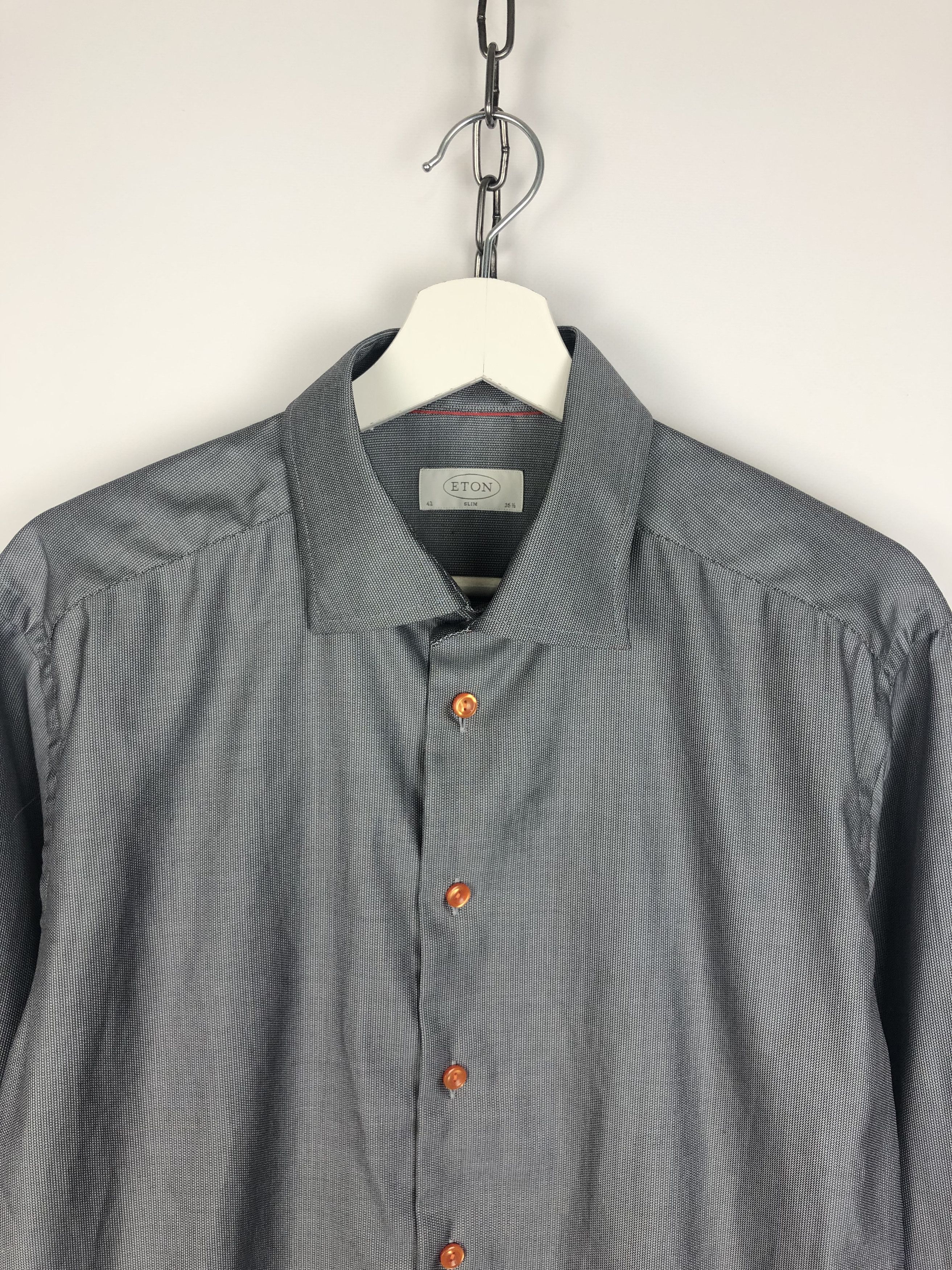 Eton Eton Basic Shirt Slim Gray size 16 1/2 Size US M / EU 48-50 / 2 - 2 Thumbnail