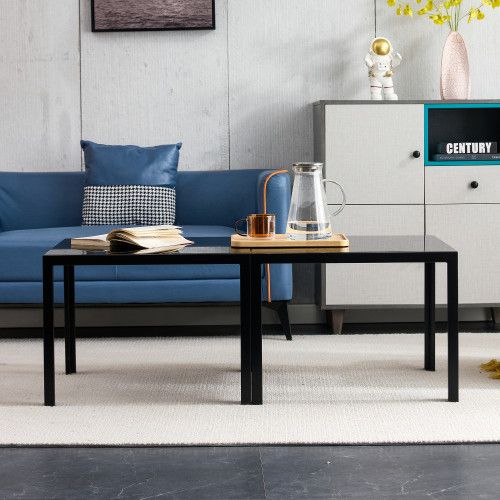 Designer × Homemade Coffee Table Set of 2, Square Modern Table with Tempered Gla Size US L / EU 52-54 / 3 - 5 Thumbnail