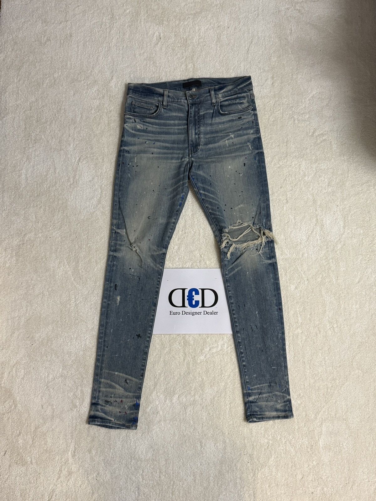 Amiri 💠Amiri💠 BROKEN KNEE JEANS BLUE (34) Size US 34 / EU 50 - 1 Thumbnail