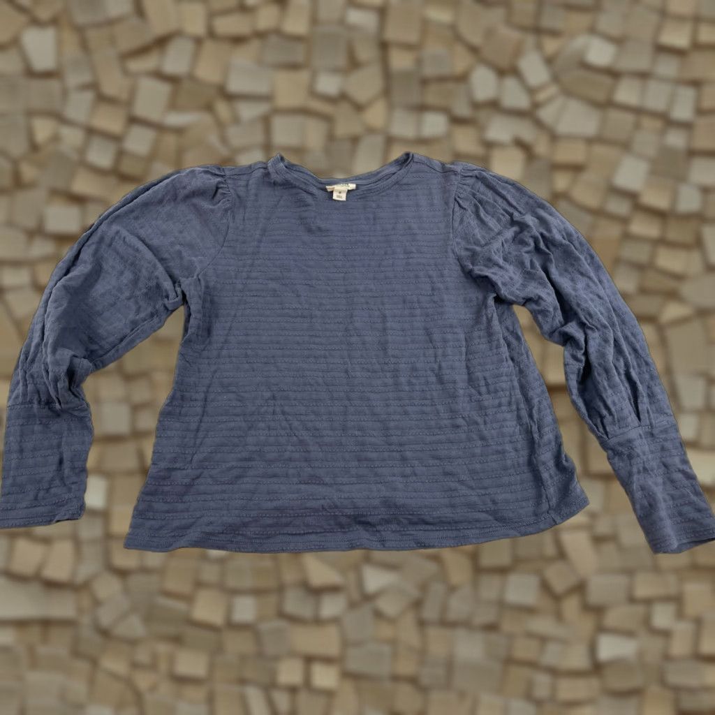 Vintage a.n.a A New Approach Shirt Women Medium Blue Puff Long Sleeve Round Neck Casual T-Shirt Womens Size M / US 6-8 / IT 42-44 - 1 Thumbnail