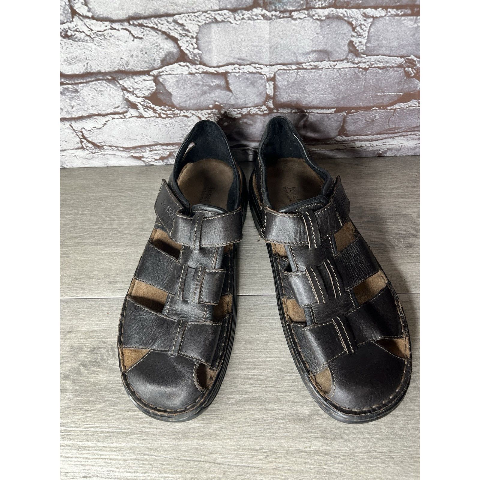 JOSEF SEIBAL Josef Seibel Jeremy Brown Leather Fisherman Strap Sandals Me Size US 12 / EU 45 - 11 Thumbnail