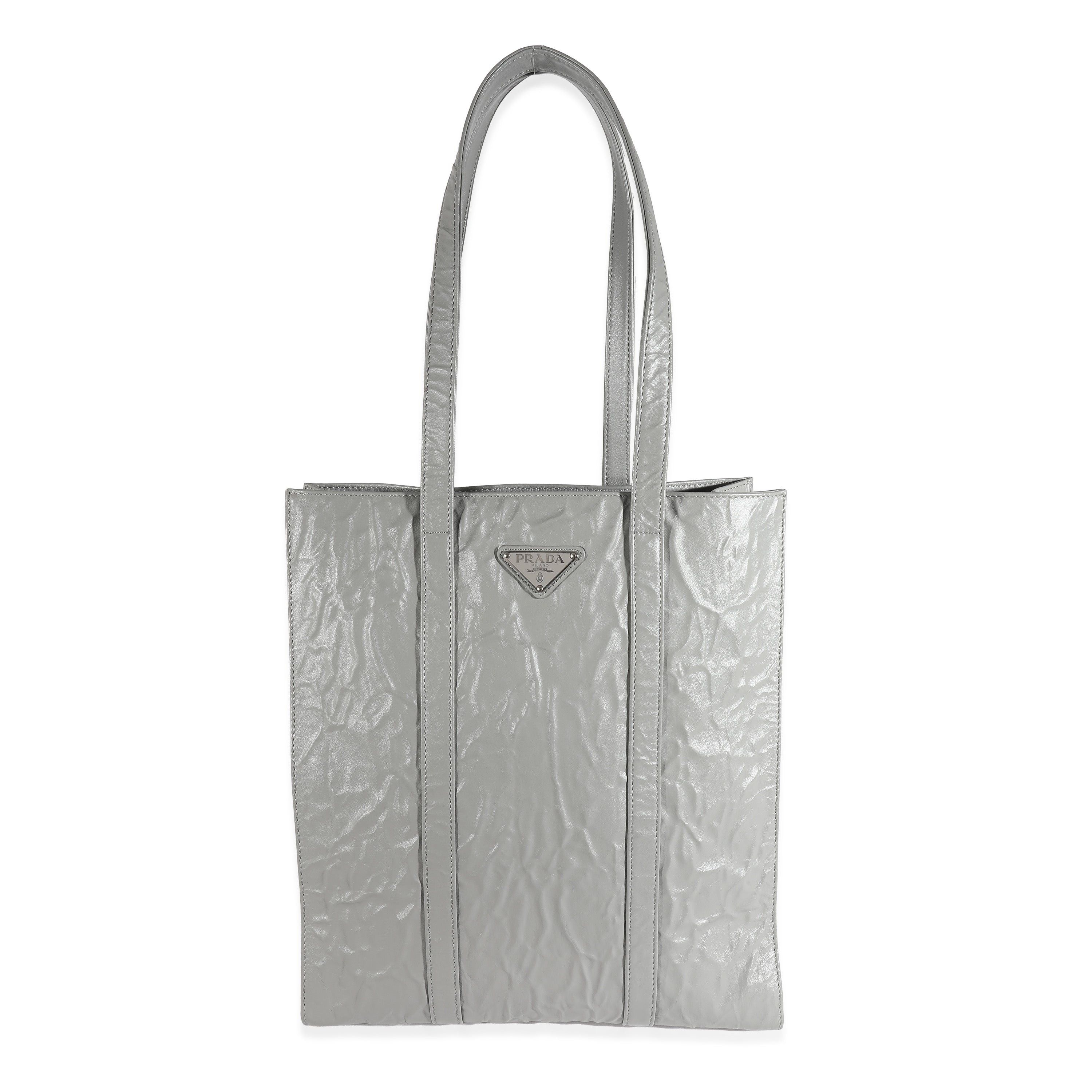 image of Prada Slate Grey Small Antique Nappa Tote, Women's