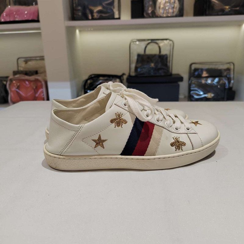 Gucci Gucci Ace Bee and Star Low-Top Sneakers Size US 5 / IT 35 - 3 Thumbnail