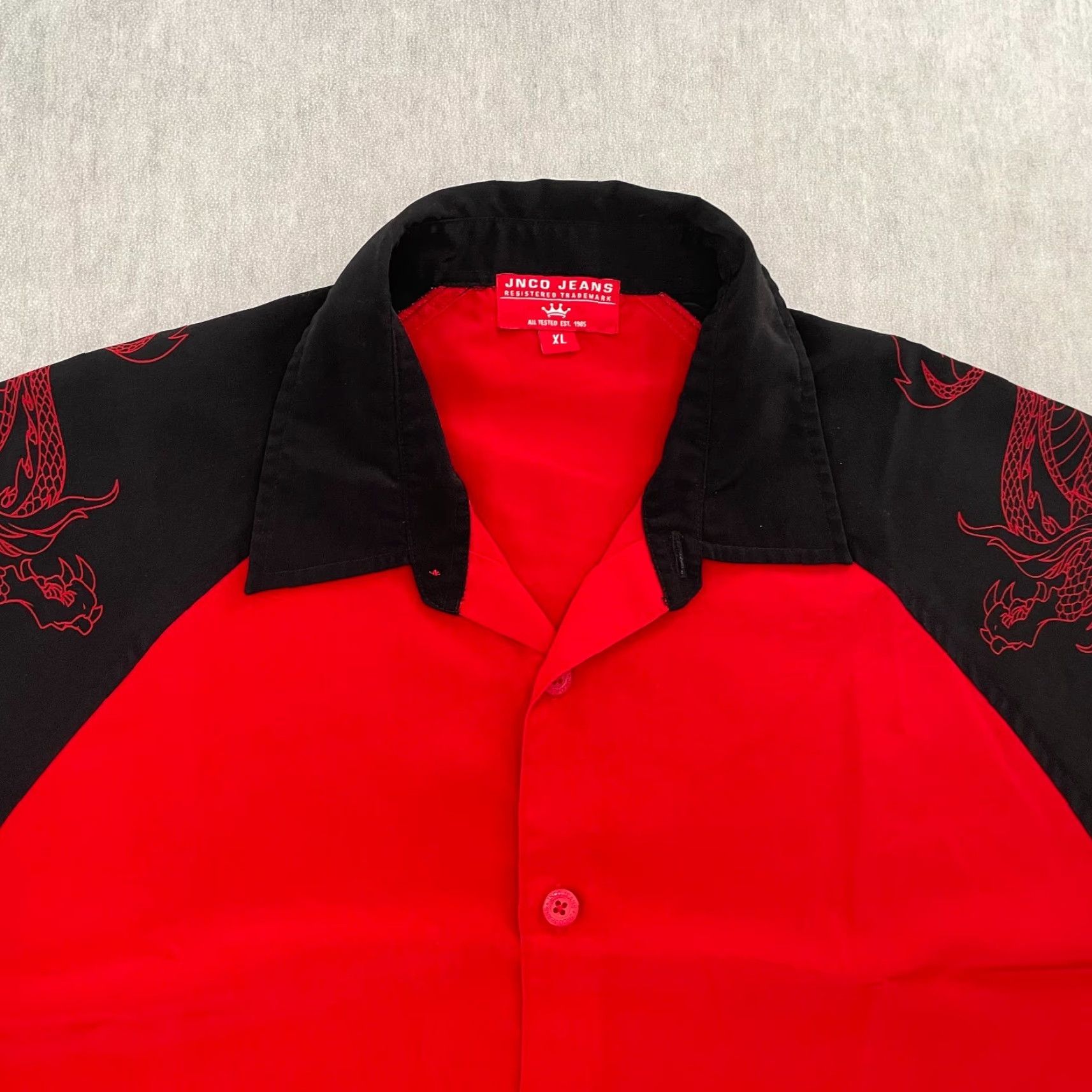 JNCO VINTAGE Jnco Jeans Shirt Main Selling Point Brand JNCO Shirt Adult XL Red Dragon Short Sleeve Button Up Streetwear Size US XL / EU 56 / 4 - 3 Thumbnail