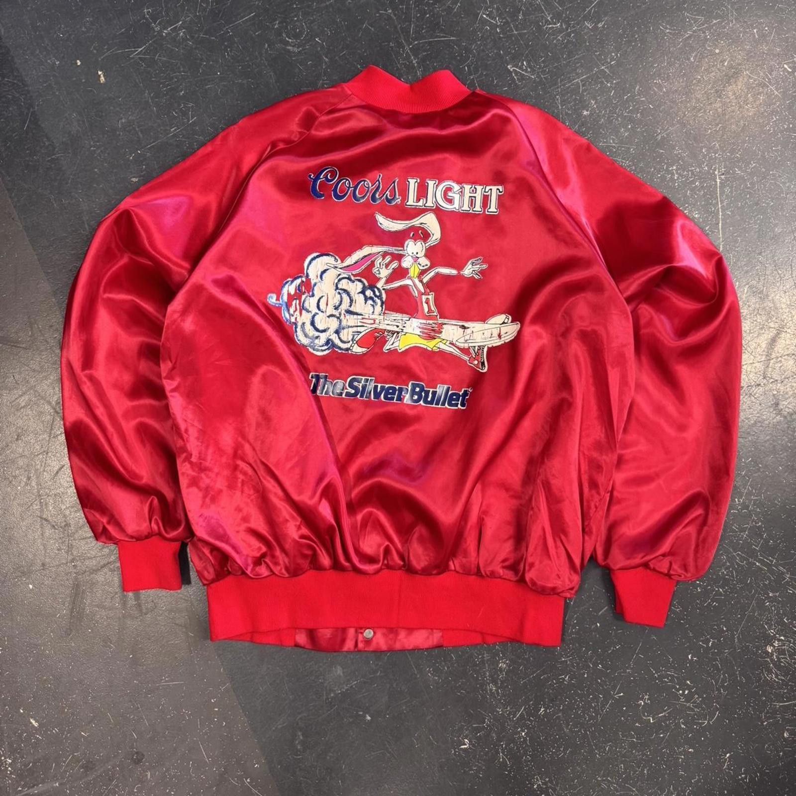 Budweiser × Vintage Vintage 80s Coors Light Silver Bullet Satin Jacket Size US XL / EU 56 / 4 - 1 Thumbnail