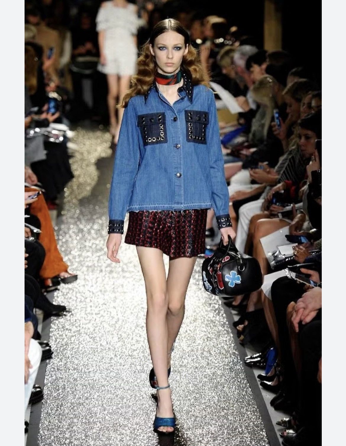 Sonia Rykiel Sonia Rykiel Rare SS16 Denim Jacket Rhinestone Oversized XL Size XL / US 12-14 / IT 48-50 - 2 Thumbnail