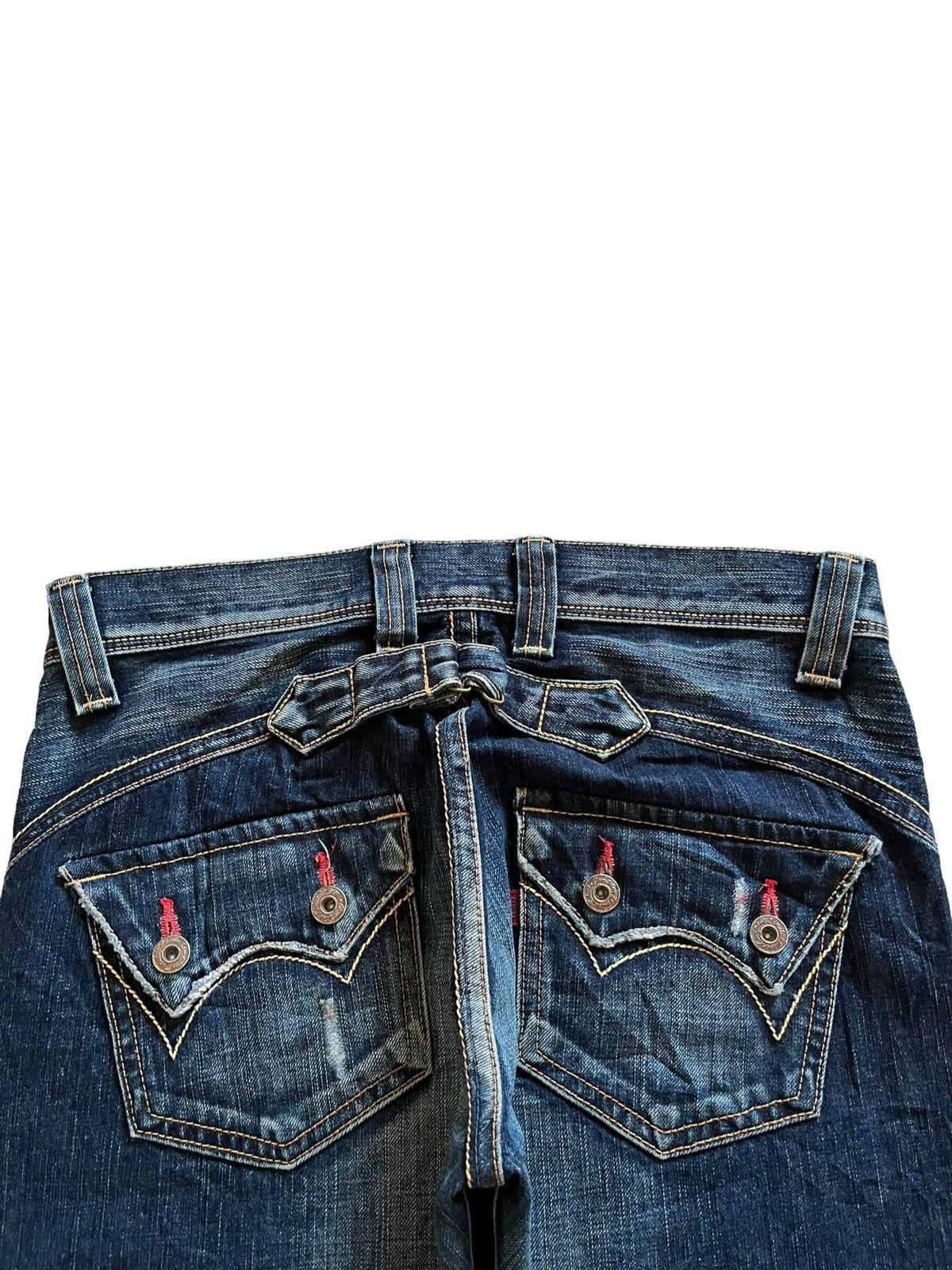 Edwin Vintage Japanese Edwin Flared Buckle Back Distressed Jeans Size 32" / US 10 / IT 46 - 8 Thumbnail