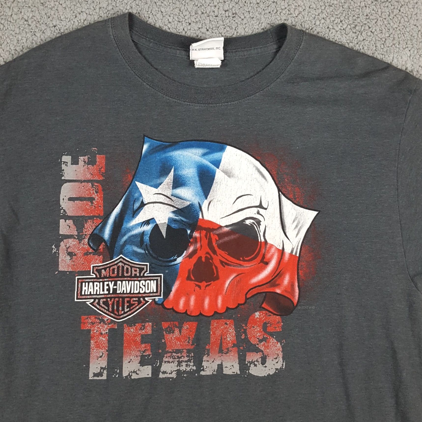 Harley Davidson VINTAGE Harley-Davidson Ride Texas Skull Biker T-Shirt Men's Large Gray 00s Motorcycle Retro Size US L / EU 52-54 / 3 - 2 Thumbnail