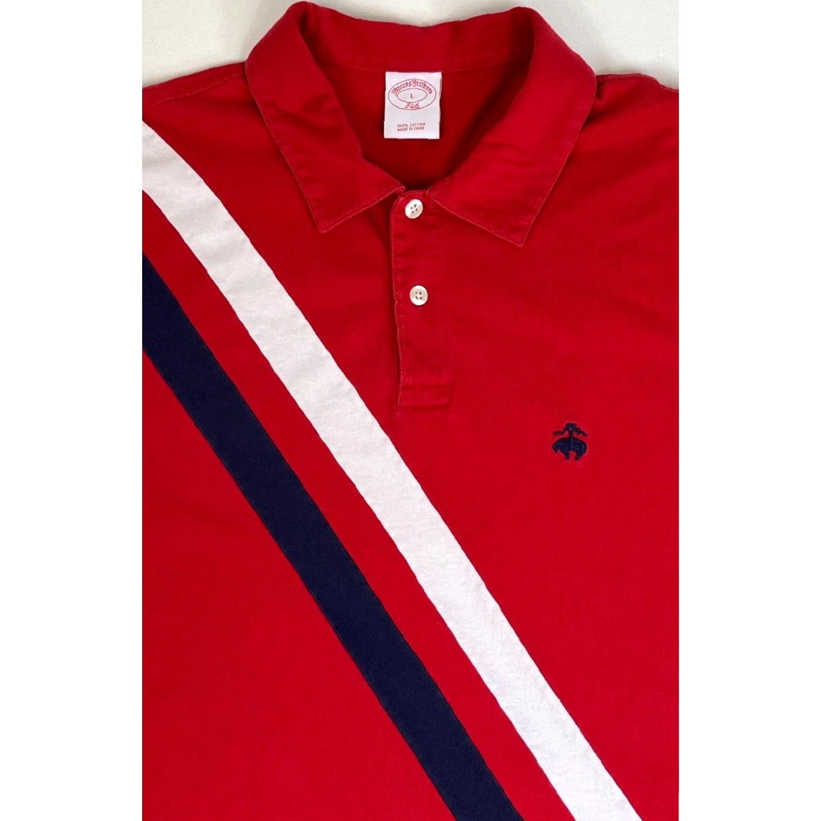 Brooks Brothers Brooks Brothers 346 Polo Shirt Diagonal Stripes Sz L Men’s Shirt Regular Red 100% Cotton Polo Size US L / EU 52-54 / 3 - 3 Thumbnail