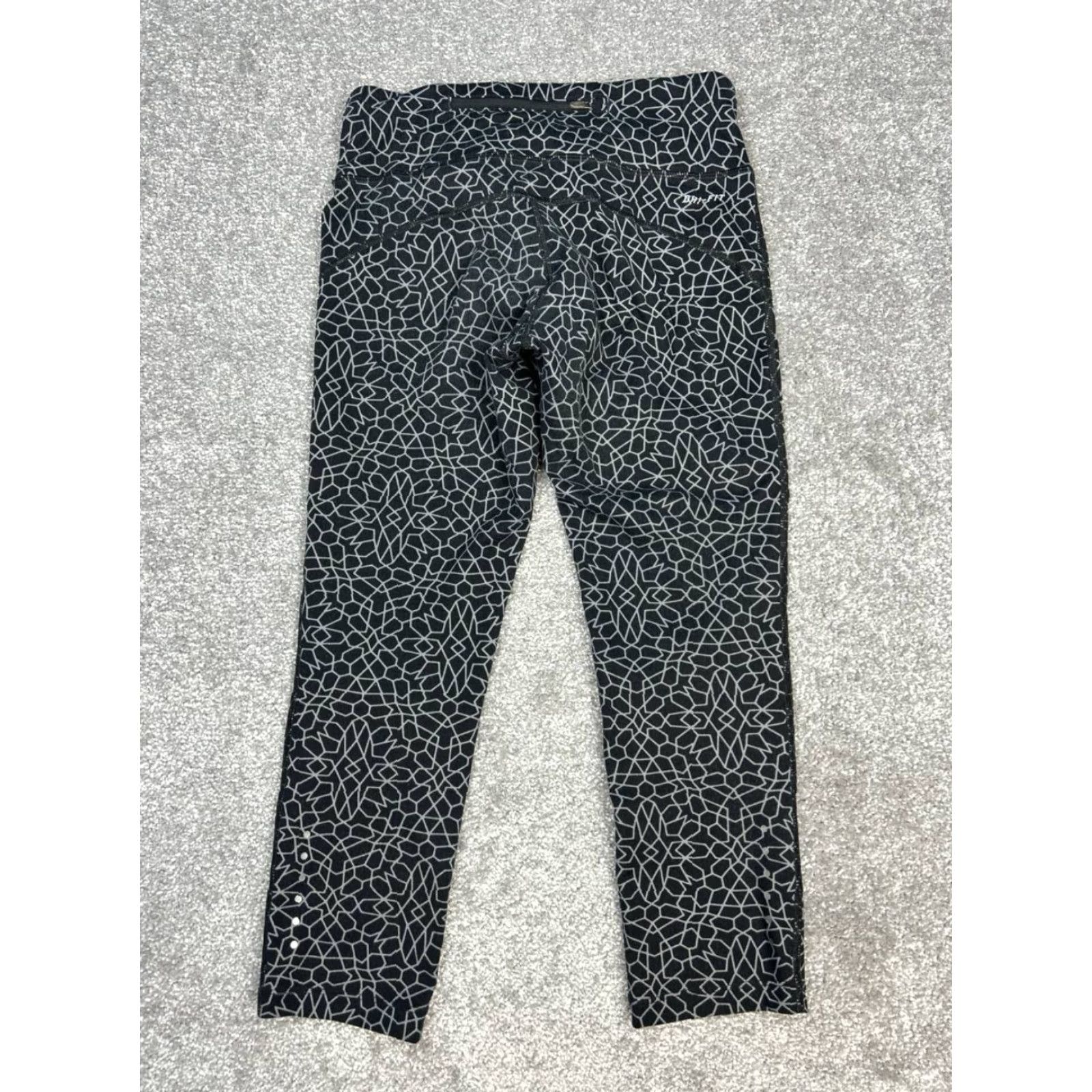Nike Nike Leggings Womens XS Black Dri Fit Geometric Print Logo Stretch Low Rise Size 26" / US 2 / IT 38 - 2 Thumbnail