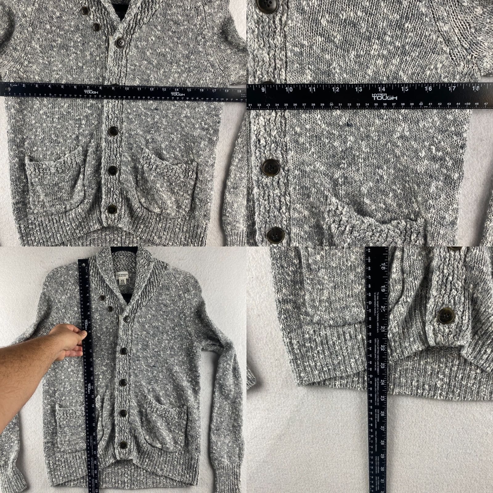 Club Monaco Club Monaco Sweater Womens XS Gray Cardigan Button Front Double Pockets Linen Cotton Blended Fabric Modern Womens Size XS / US 0-2 / IT 36-38 - 8 Thumbnail