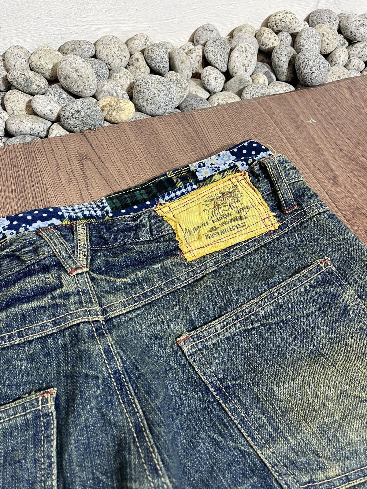 20471120 × Japanese Brand Jouer Aux Echecs double waist mudwash distressed denim jorts Size US 31 - 6 Thumbnail