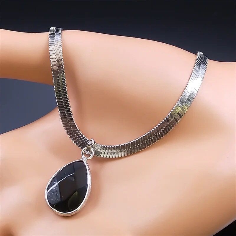 Japanese Brand Gothic Water Drop Black Obsidian Necklace Size ONE SIZE - 4 Thumbnail
