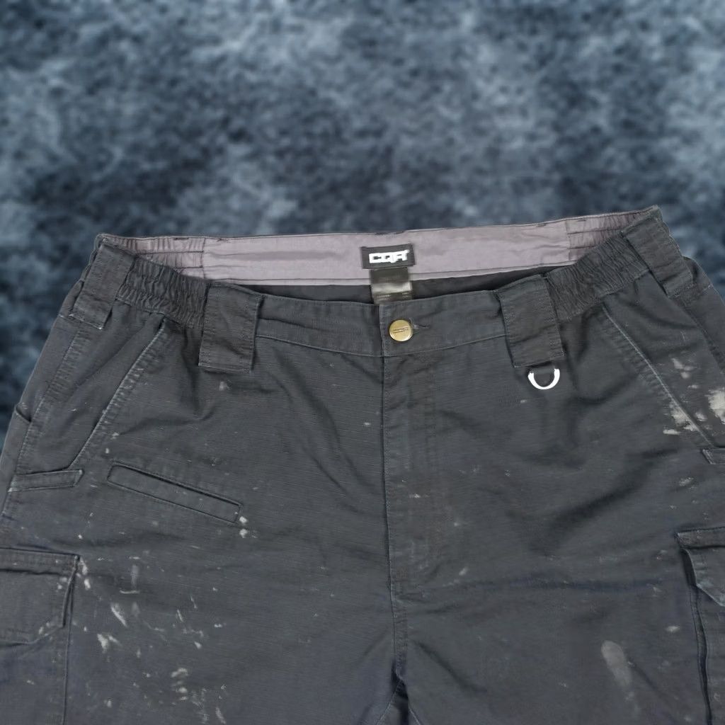 Vintage CQR Cargo Pants Mens 35x29 Black Tactical Workwear Elastic Waist Pockets Utility Pants Straight 29in Inseam Mens Regular Size US 35 - 1 Thumbnail