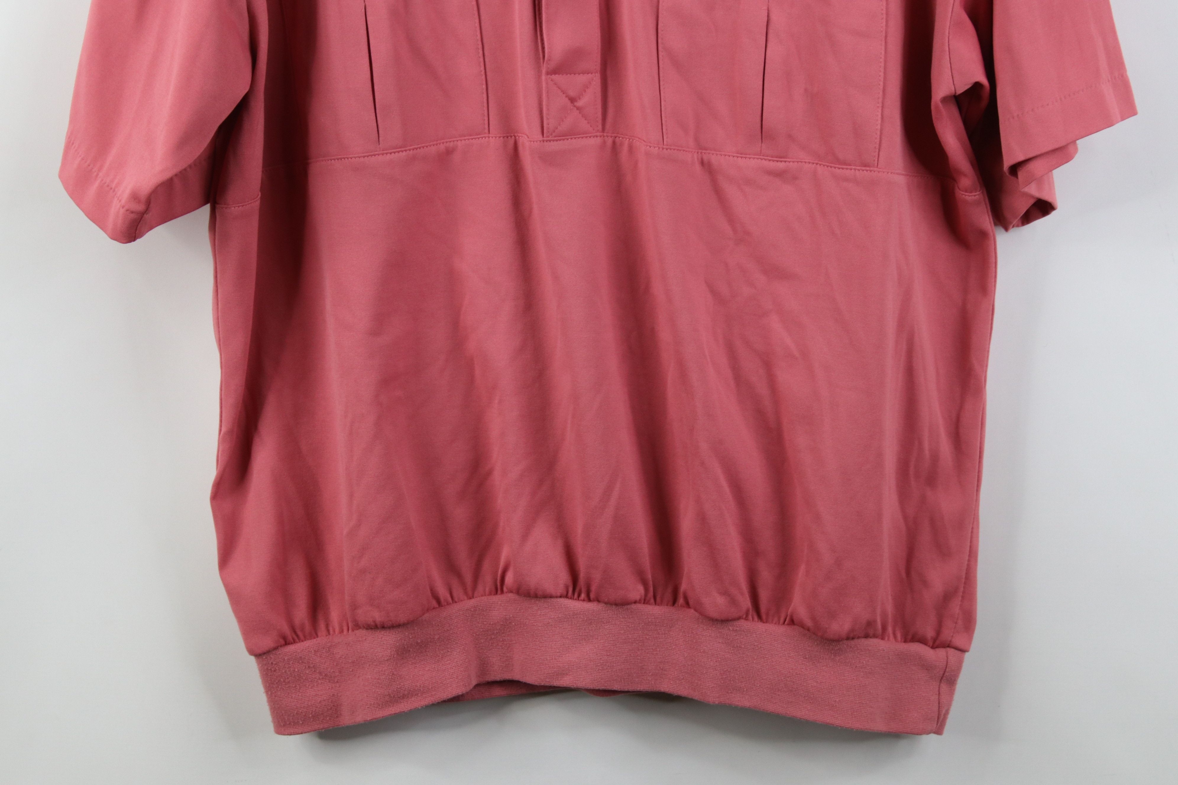 Vintage Vintage 90s Streetwear Ribbed Knit Pullover Polo Shirt Pink Size US M / EU 48-50 / 2 - 3 Thumbnail