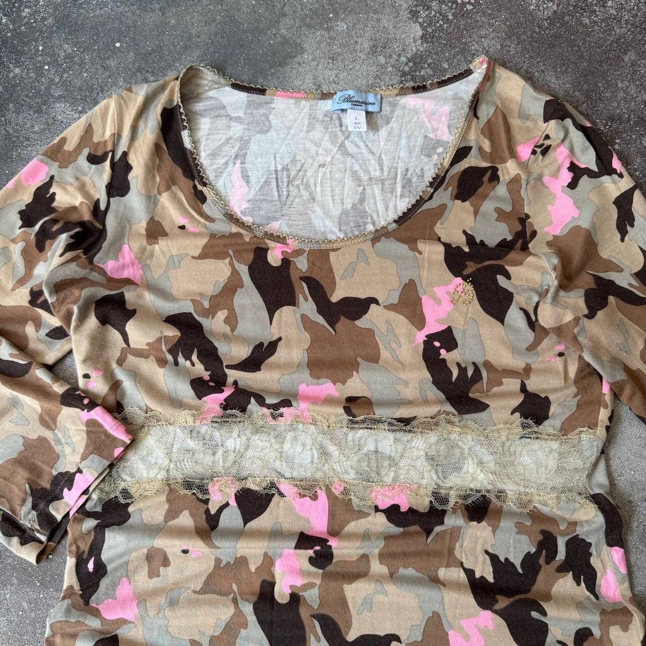 Blumarine × Vintage Blumarine Vintage 3/4 Sleeve Camo Blouse Size L / US 10 / IT 46 - 3 Thumbnail