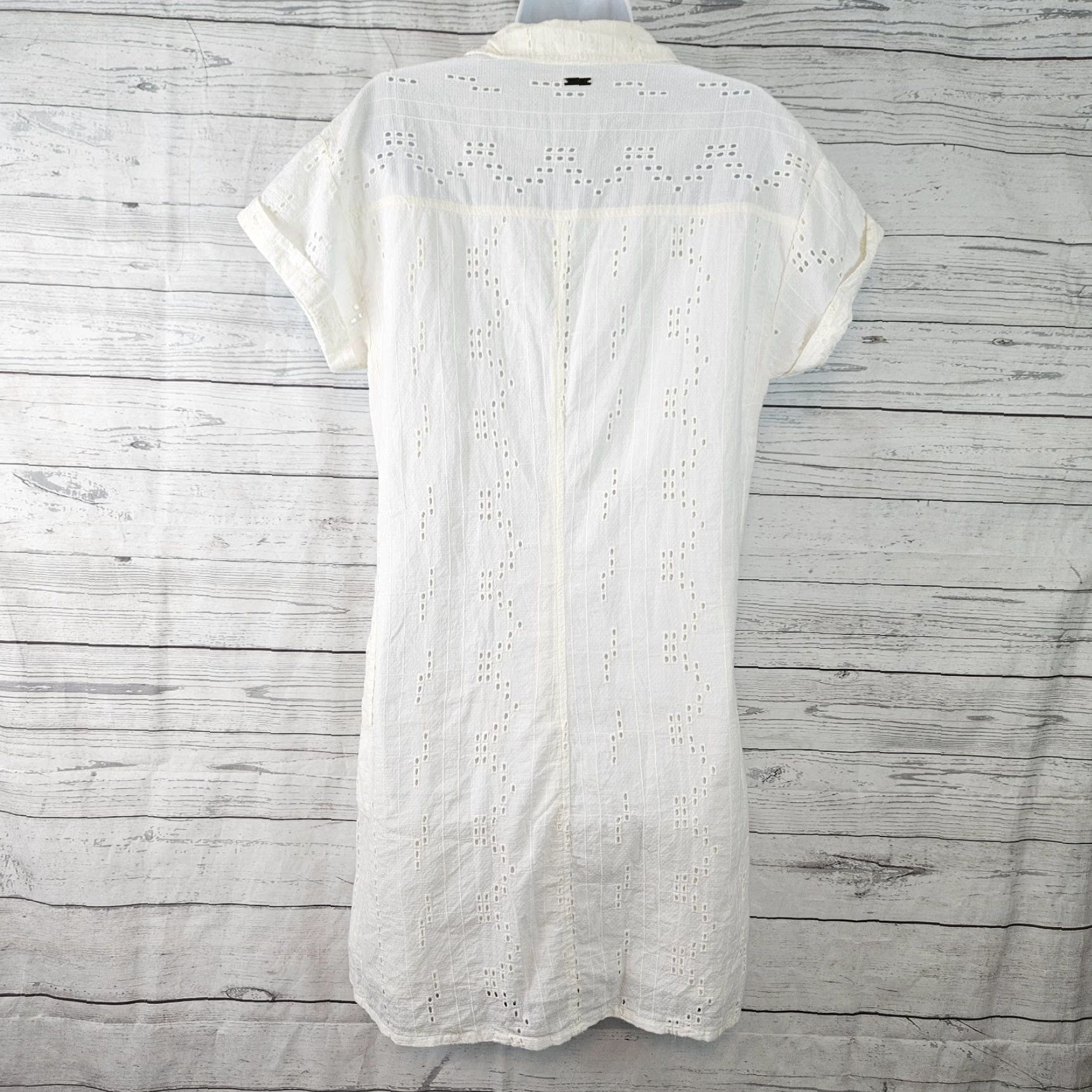 Prana Prana Ladyland Eyelet Dress Womens Sz Small Cream Organic Cotton Short Sleeve Size 28" / US 6 / IT 42 - 4 Thumbnail