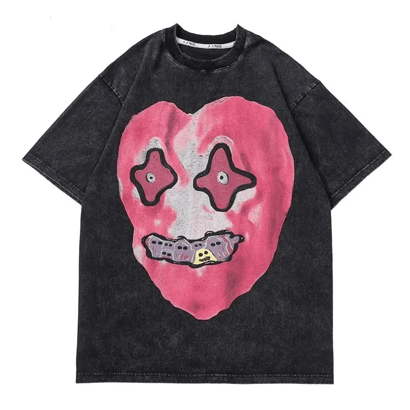 Vintage Hip Hop Street Quirky Heart Print Short Sleeve T-Shirt Size US XL / EU 56 / 4 - 1 Thumbnail