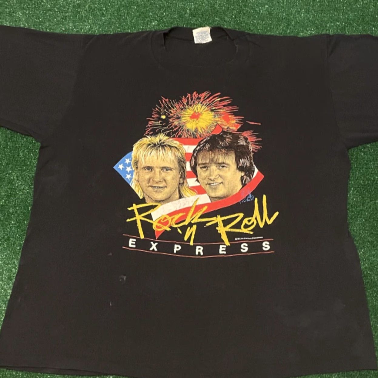 Express VINTAGE 80s ROCK N ROLL EXPRESS WRESTLING NWA JCP RICKY MORTON ROBERT GIBSON 1986 SHIRT XL BLACK MEN Short Sleeve T-Shirt Size US XL / EU 56 / 4 - 5 Thumbnail
