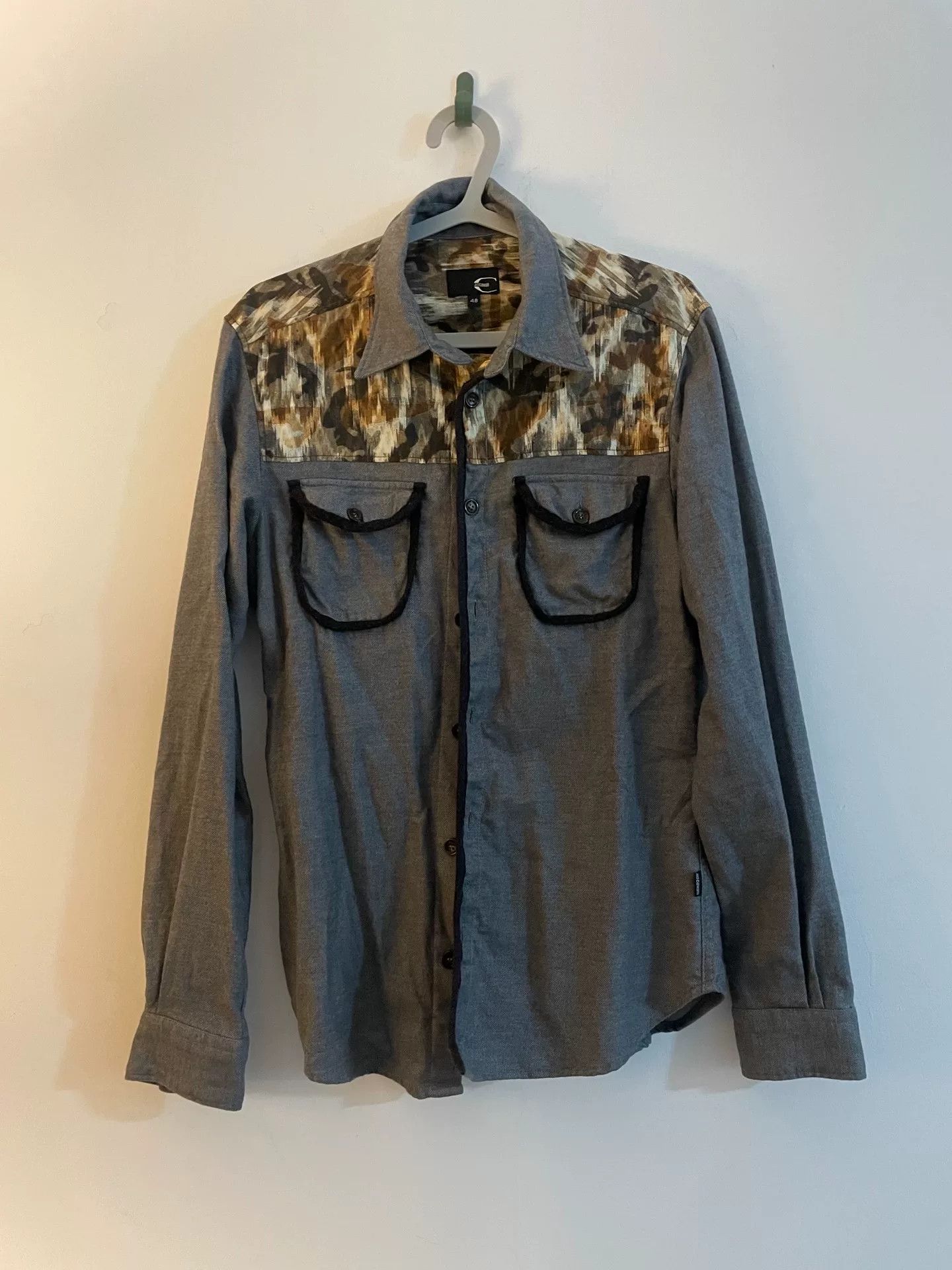 Just Cavalli Just Cavalli Cotton Patchwork Shirt Size US M / EU 48-50 / 2 - 1 Thumbnail