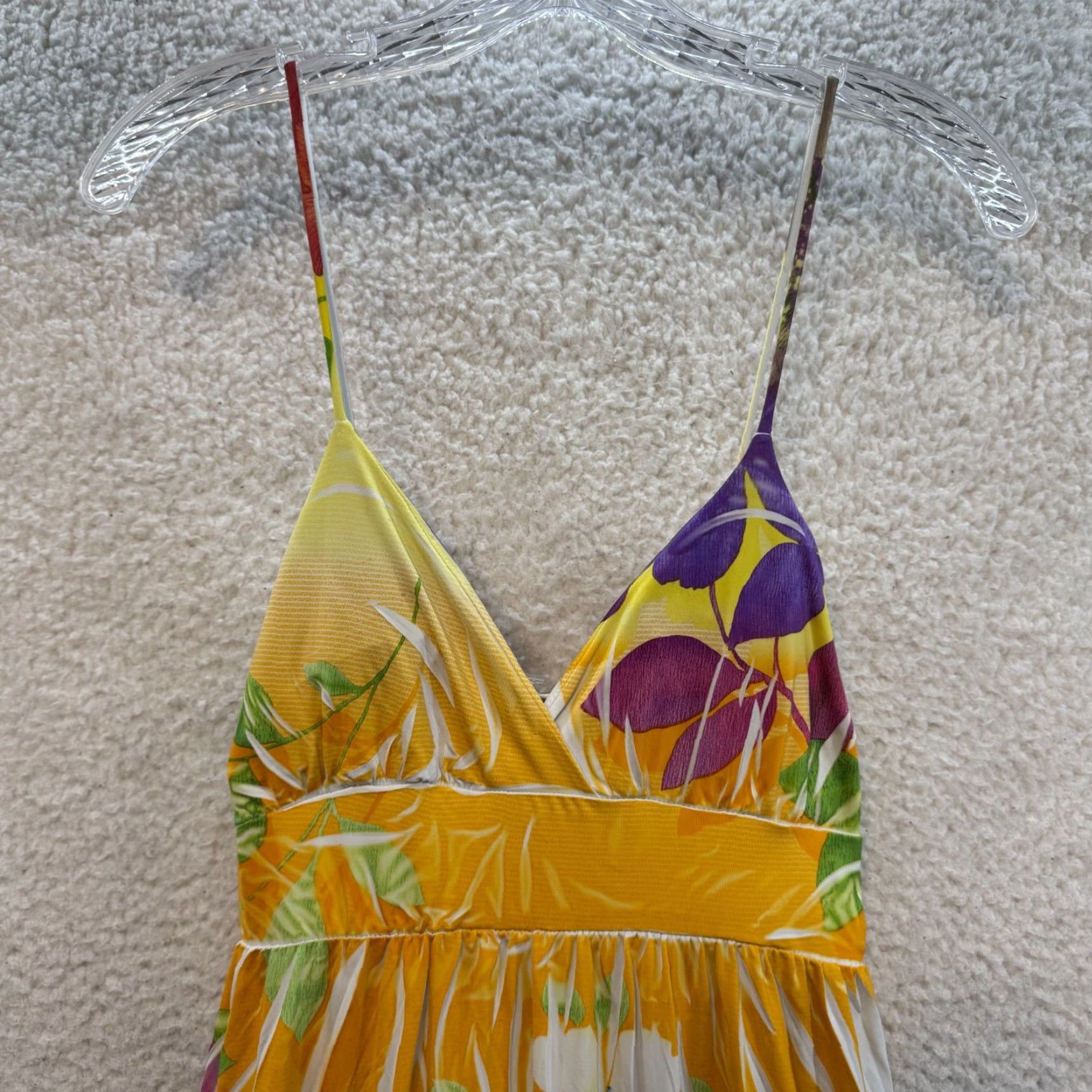 Vintage VINTAGE Y2K Voll Maxi Dress Yellow Floral Slinky Stretch Boho Tropical McBling L Large Womens Size L / US 10 / IT 46 - 3 Thumbnail