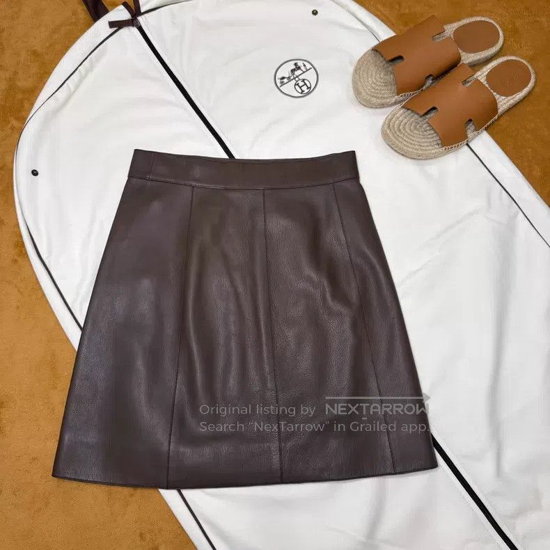 Hermes Hermes Brown Stud Sheepskin Skirt Size 42" / US 20 - 3 Thumbnail