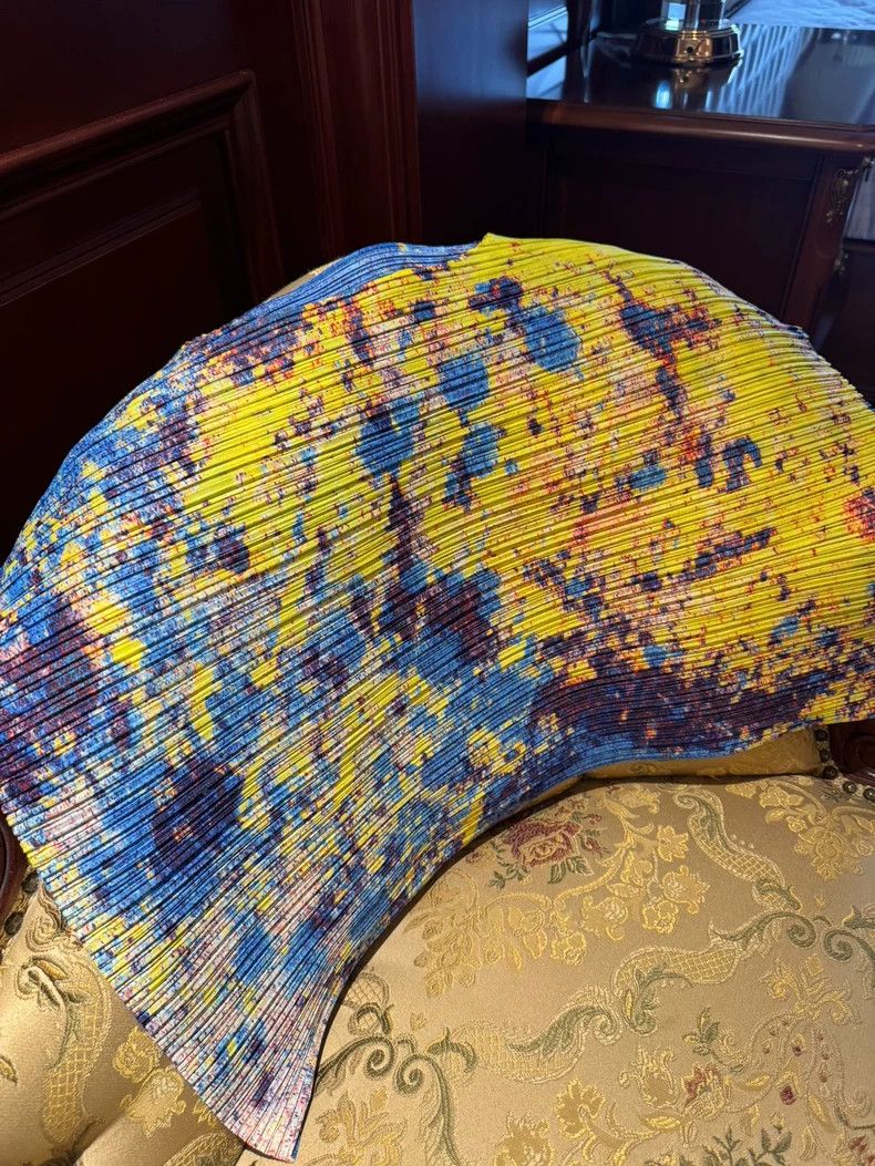 Issey Miyake Issey Miyake size:3 Yellow and blue pleated starry sky sho Size XS / US 0-2 / IT 36-38 - 3 Thumbnail