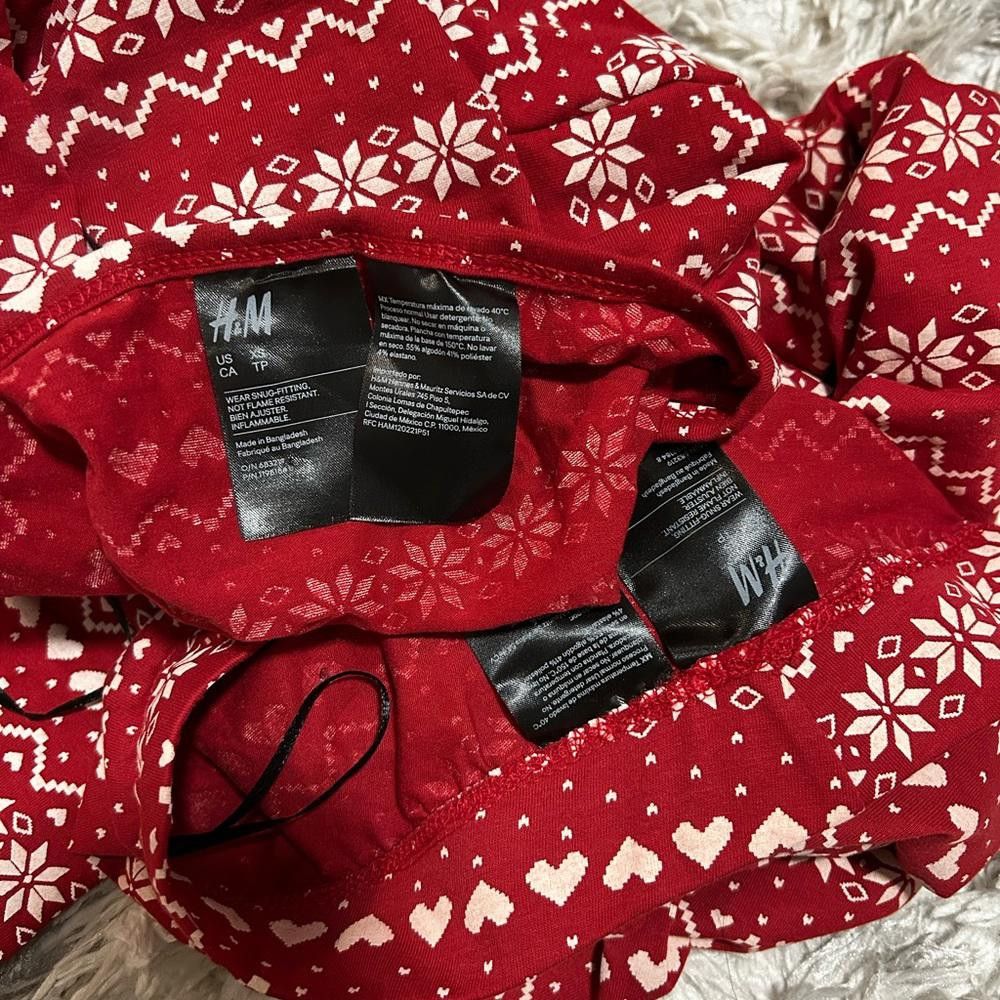 H&M Women's H&M Red & White Long-Sleeve Pajama Set Size ONE SIZE - 3 Thumbnail