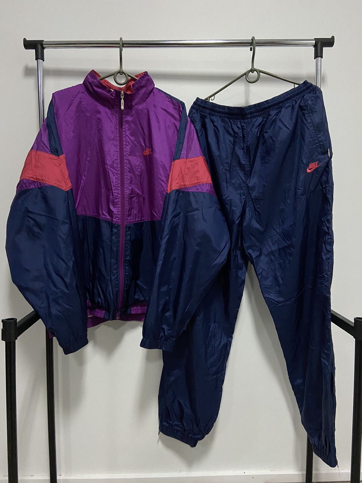 Nike × Vintage Nike nylon Suit Vintage 90s Big Logo Pants Sweatshirt Size US XL / EU 56 / 4 - 1 Thumbnail