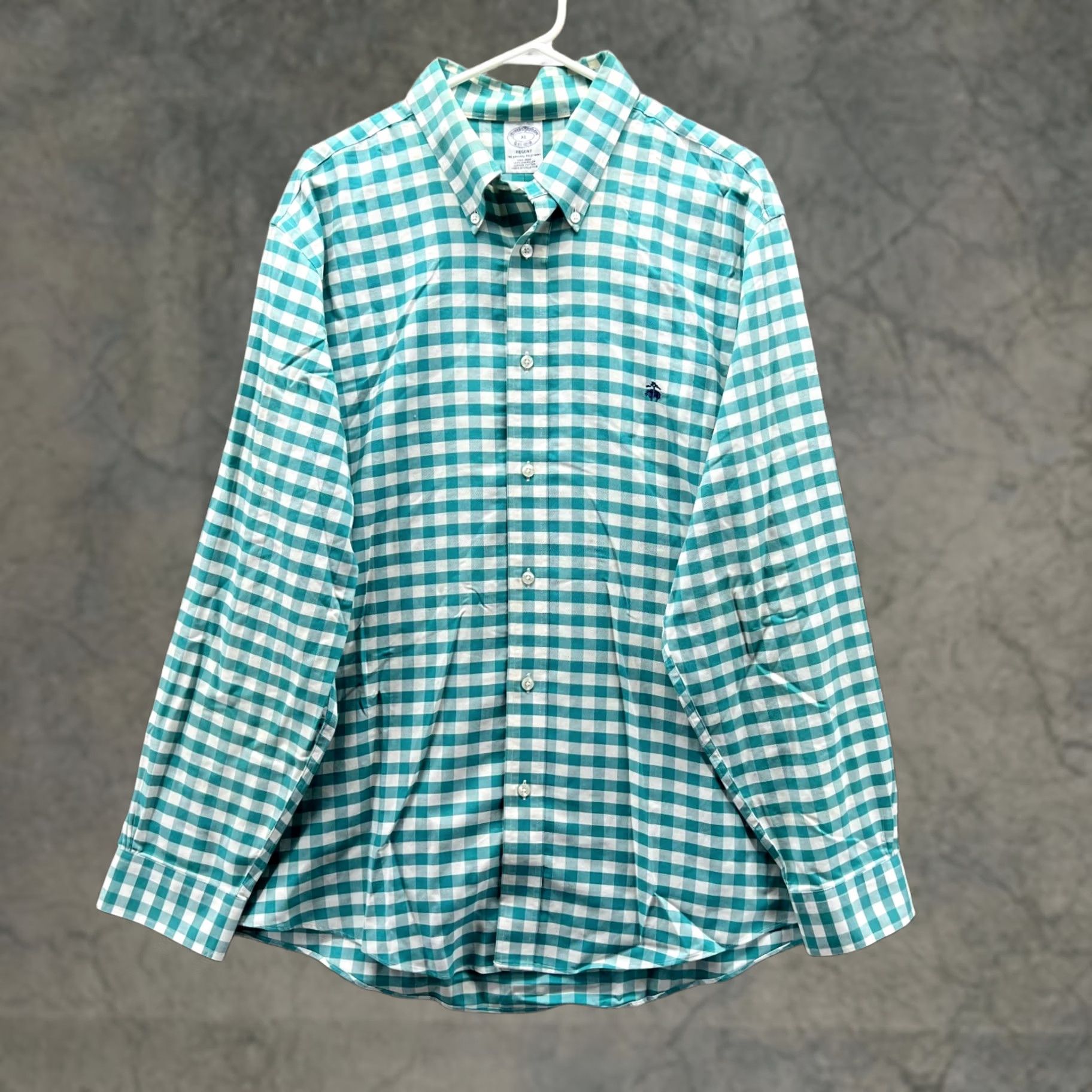 Brooks Brothers VINTAGE Brooks Brothers Shirt Men XL Blue Check Regent American Supima Cotton Button-Up Regular Long Sleeve Size US XL / EU 56 / 4 - 1 Thumbnail