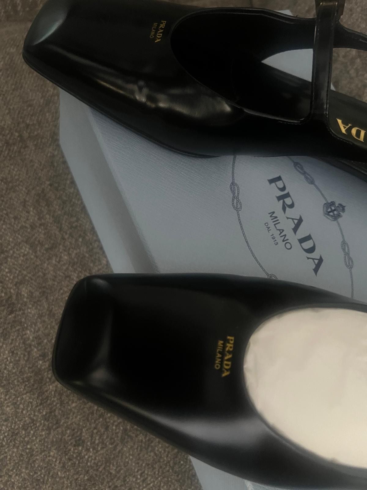 Prada Black Prada leather square toe slingback ballerina shoes Size US 8 / IT 38 - 3 Thumbnail