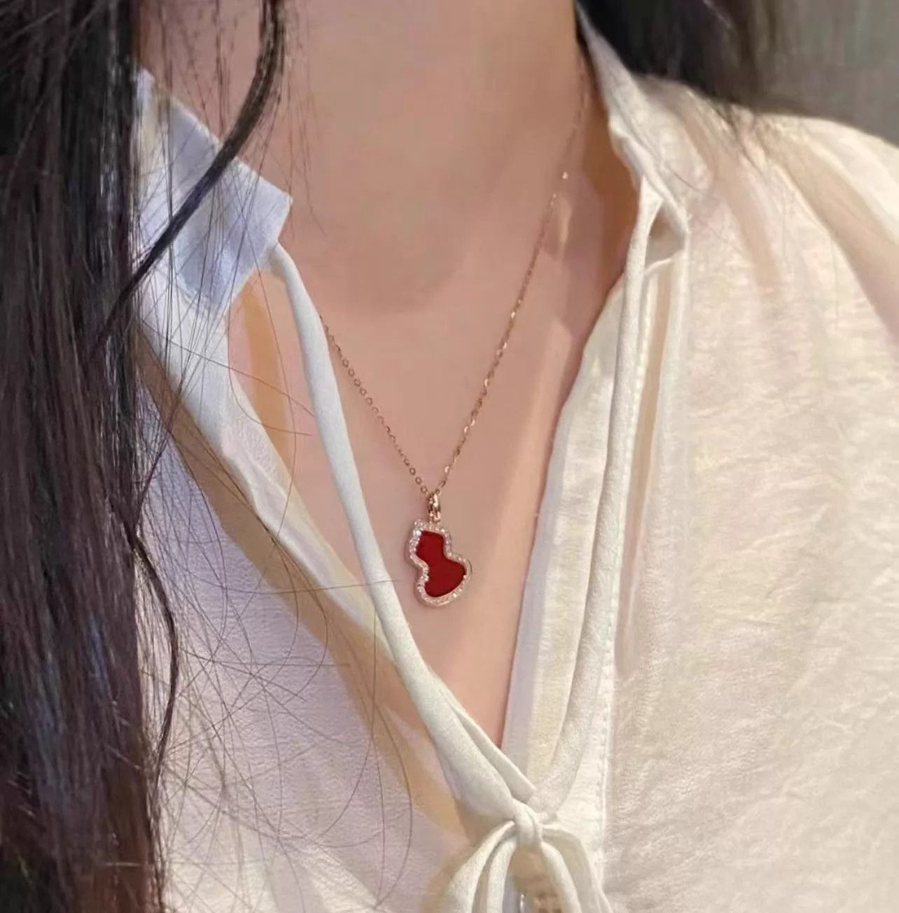 Other Qeelin Wulu Medium Red Agate Pendant 41cm, New Size ONE SIZE - 8 Thumbnail