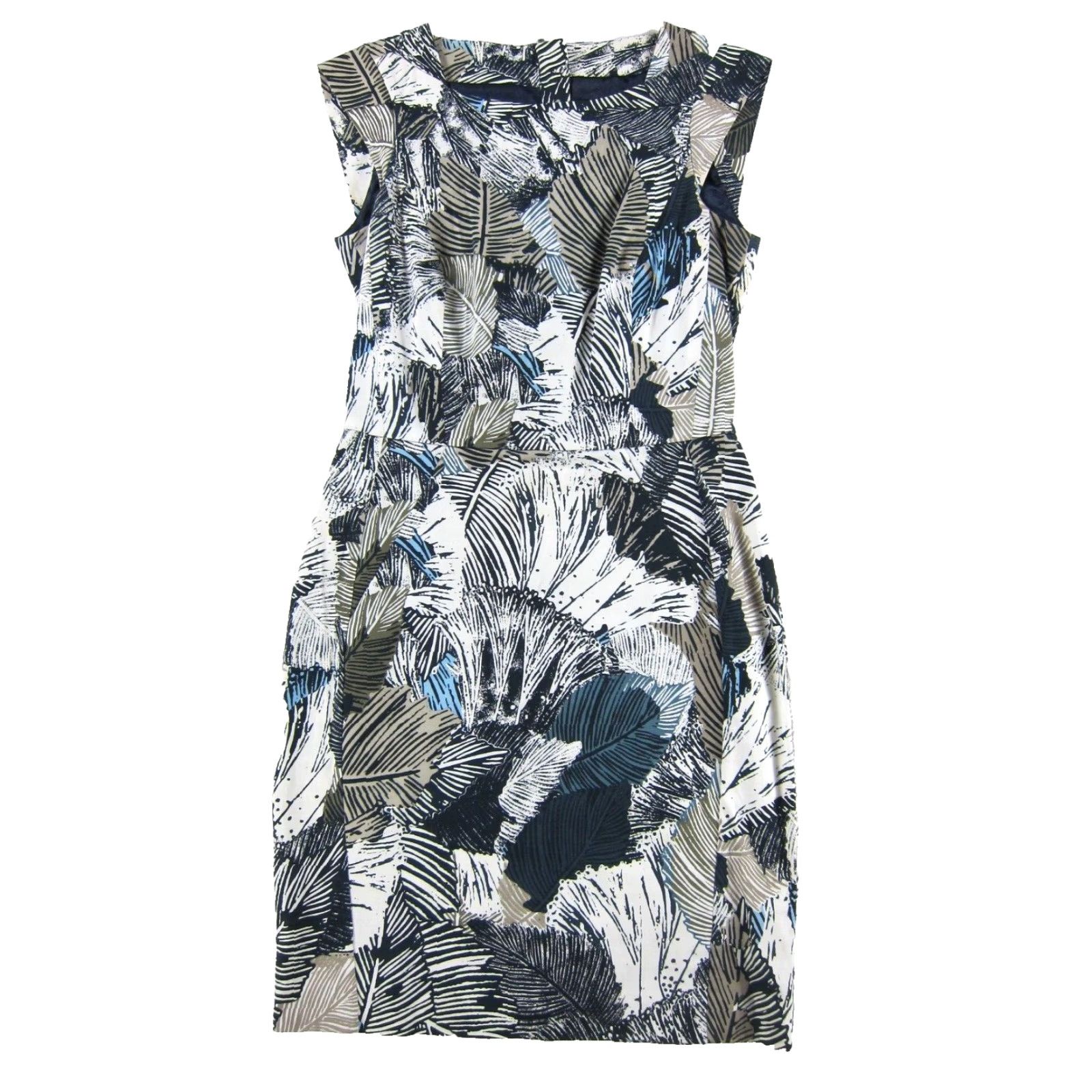 French Connection French Connection Women Dress Cap Sleeve Floral Sheath Blue White Brown 2 Size XS / US 0-2 / IT 36-38 - 2 Thumbnail
