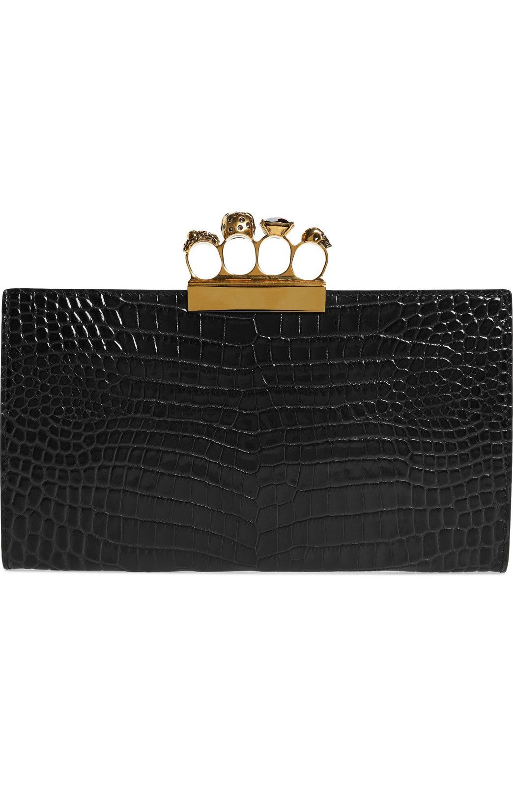 Alexander McQueen 🔥$2.5KVALUE🔥Croc Four-ring Skull Flat Clutch Size ONE SIZE - 2 Thumbnail