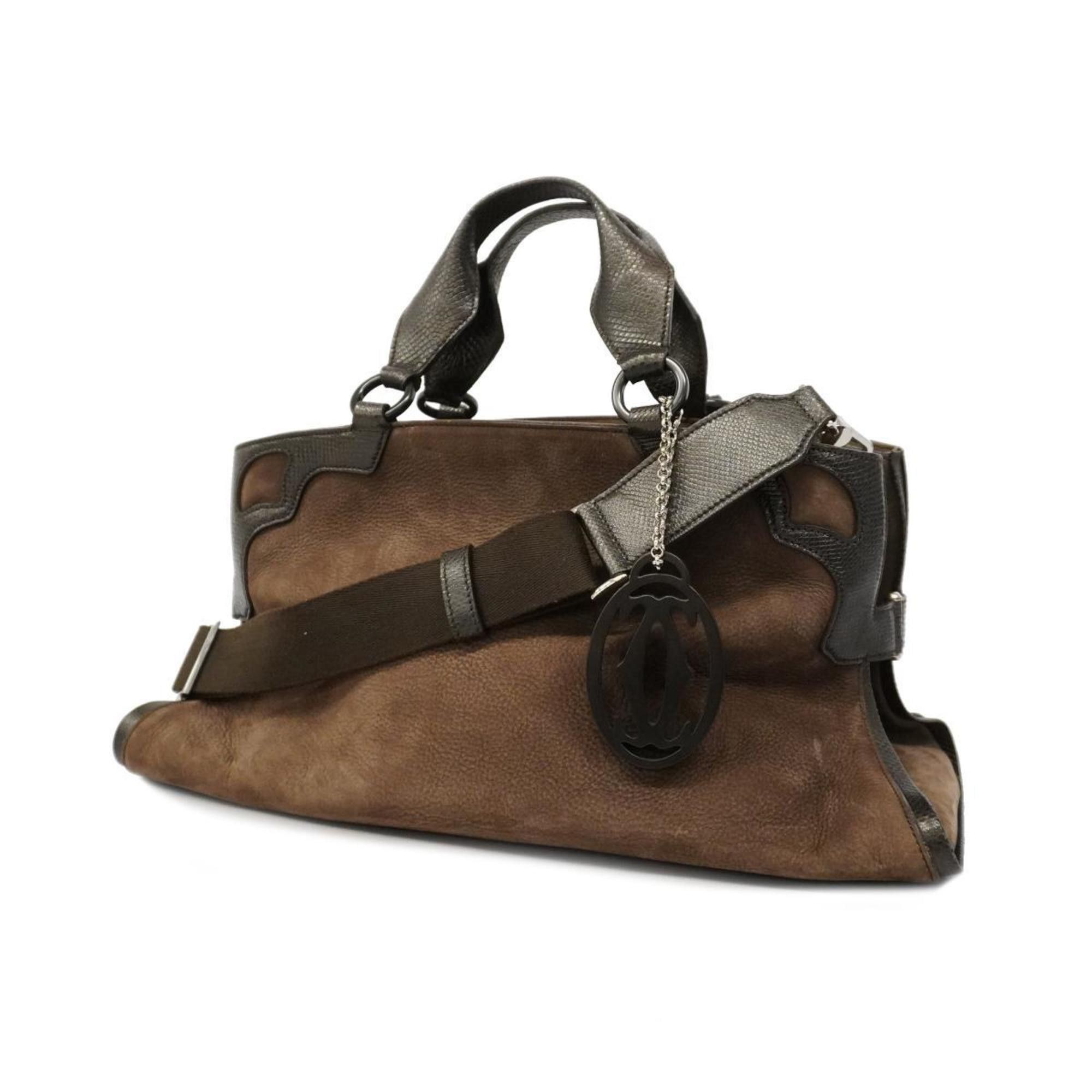 image of Cartier Handbag Marcello Suede Leather Brown Ladies, Women's