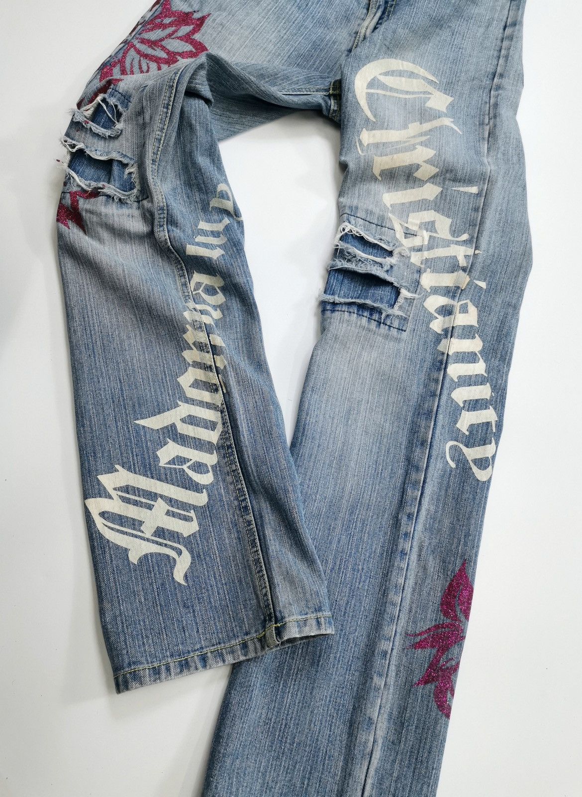 Le Grande Bleu (L.G.B.) Madonnalily Christianity Jude Bloom Prints Denim Jeans Size US 29 - 1 Thumbnail