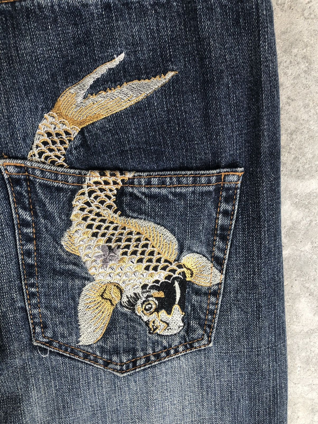 Japanese Brand Japanese Fish Embroidered Jeans Distressed Jeans Size US 32 / EU 48 - 14 Thumbnail