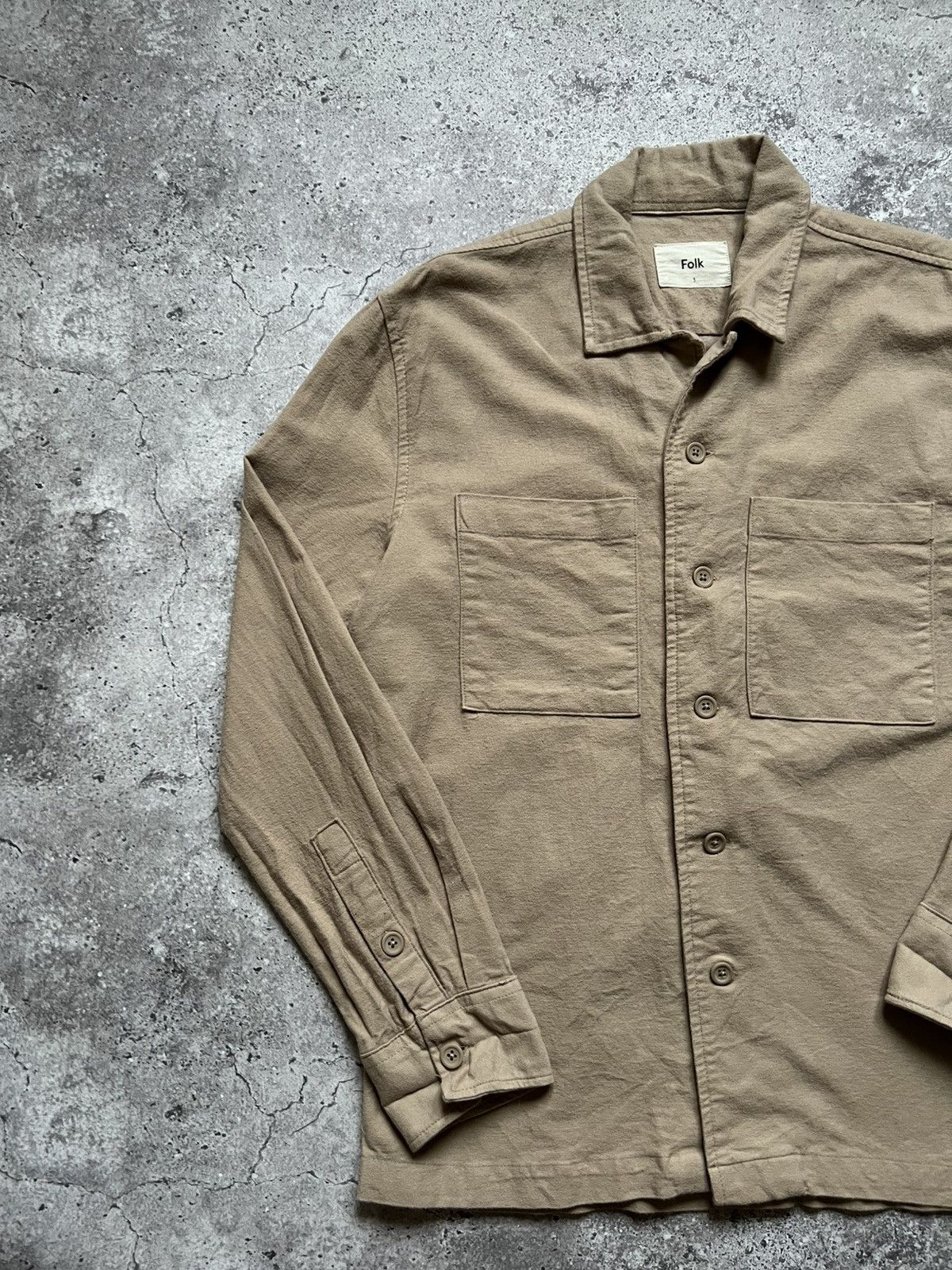Folk Folk Cotton Shirt Button Up Beige Overshirt Size US M / EU 48-50 / 2 - 2 Thumbnail
