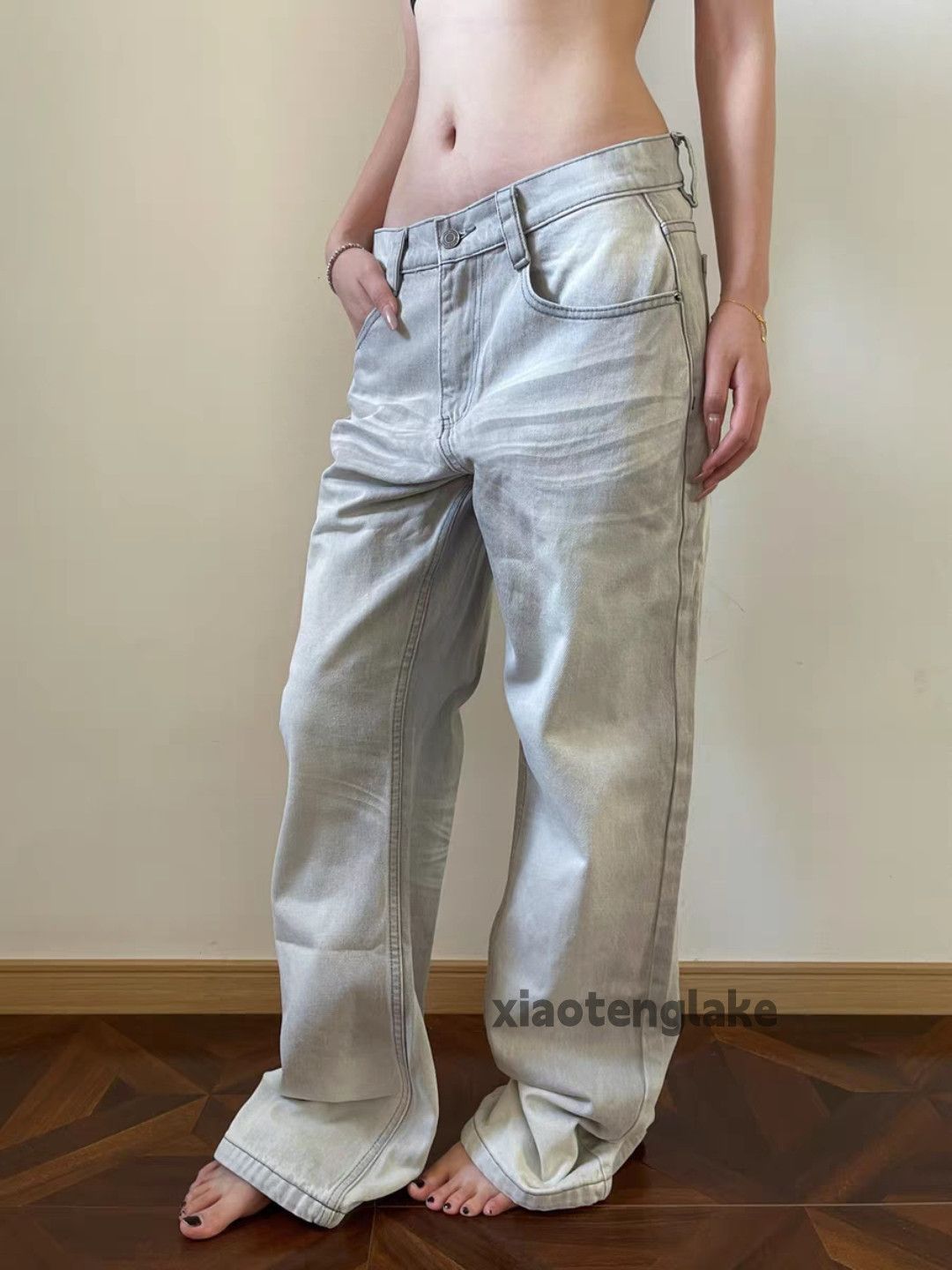 Jean Custom washed faded loose baggy skate hiphop jeans Size US 34 / EU 50 - 8 Thumbnail
