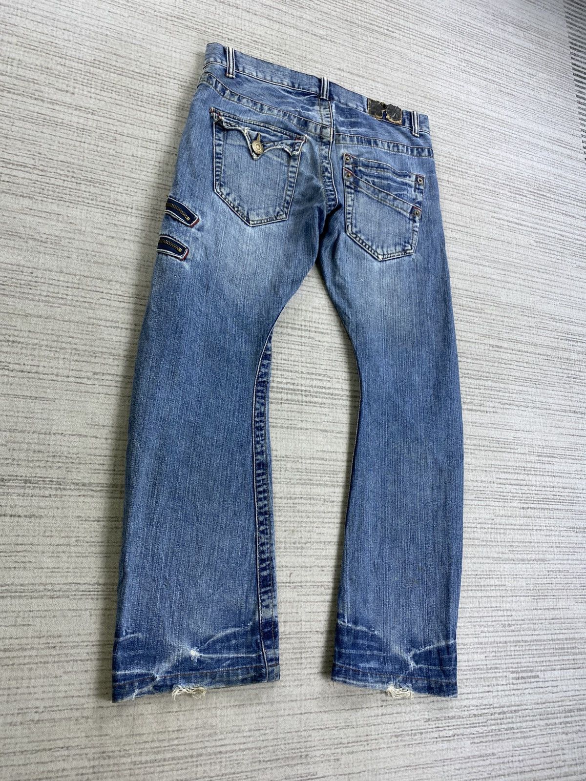 Hysteric Glamour Vintage Flared Rattle Trap Punk Distressed Denim Pants Size US 34 / EU 50 - 8 Thumbnail