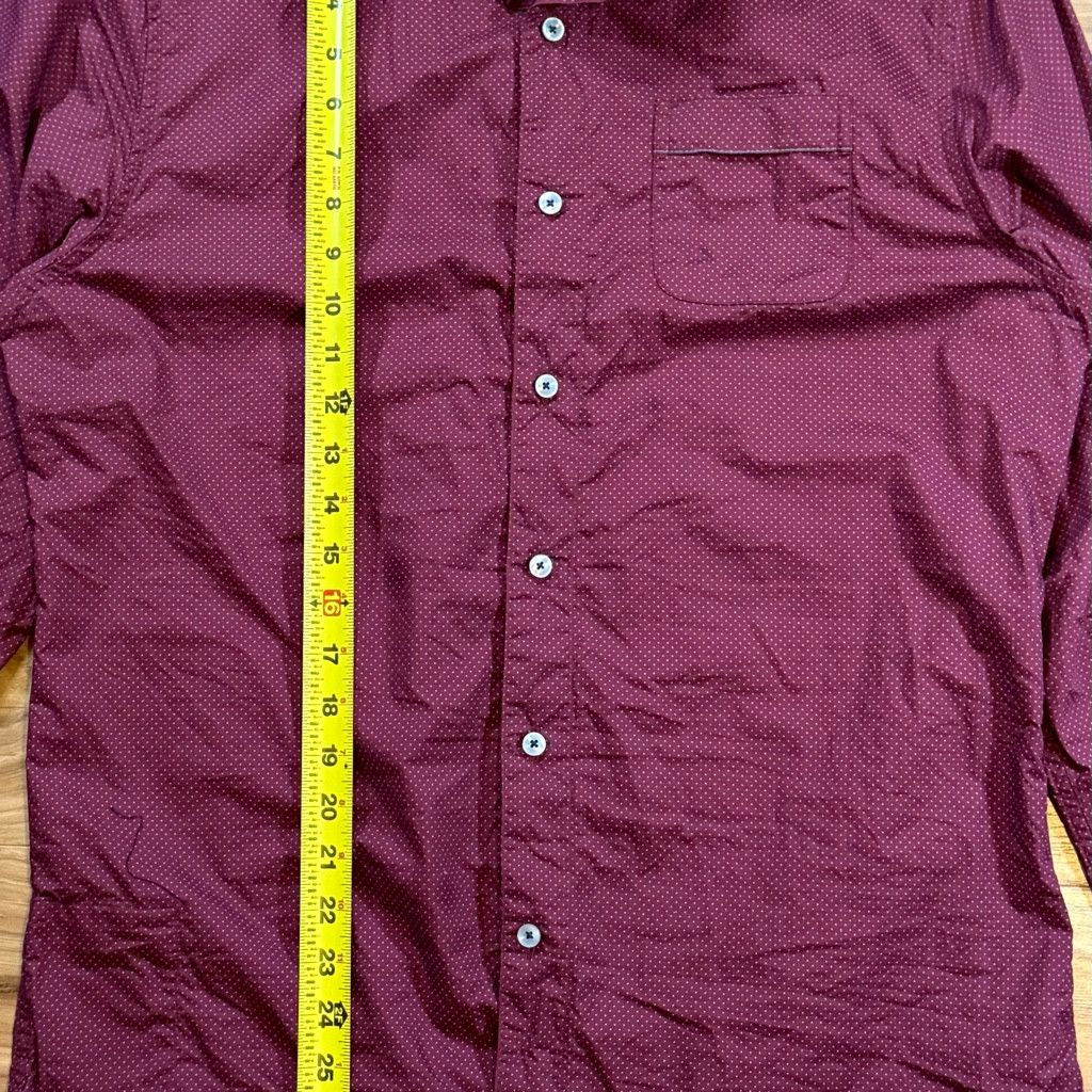 J Brand Descendant of Thieves Men’s L Burgundy Dot Button Shirt Size US L / EU 52-54 / 3 - 7 Thumbnail