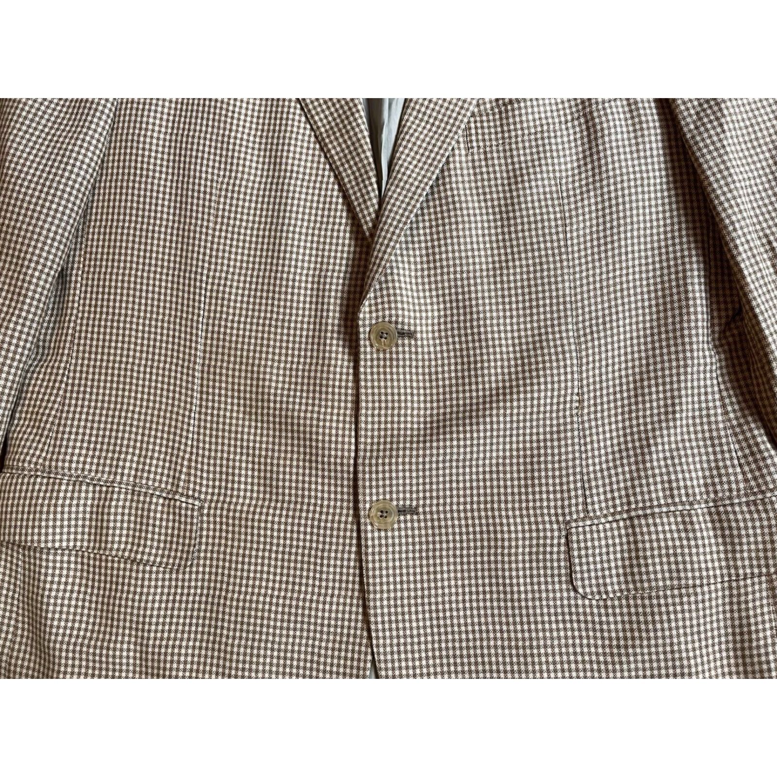 Ermenegildo Zegna Ermenegildo Zegna Blazer Sport Coat Men’s 46R Beige Check Jacket Single-Breasted Two-Button/Notch Cashmere Silk Size 46R - 3 Thumbnail