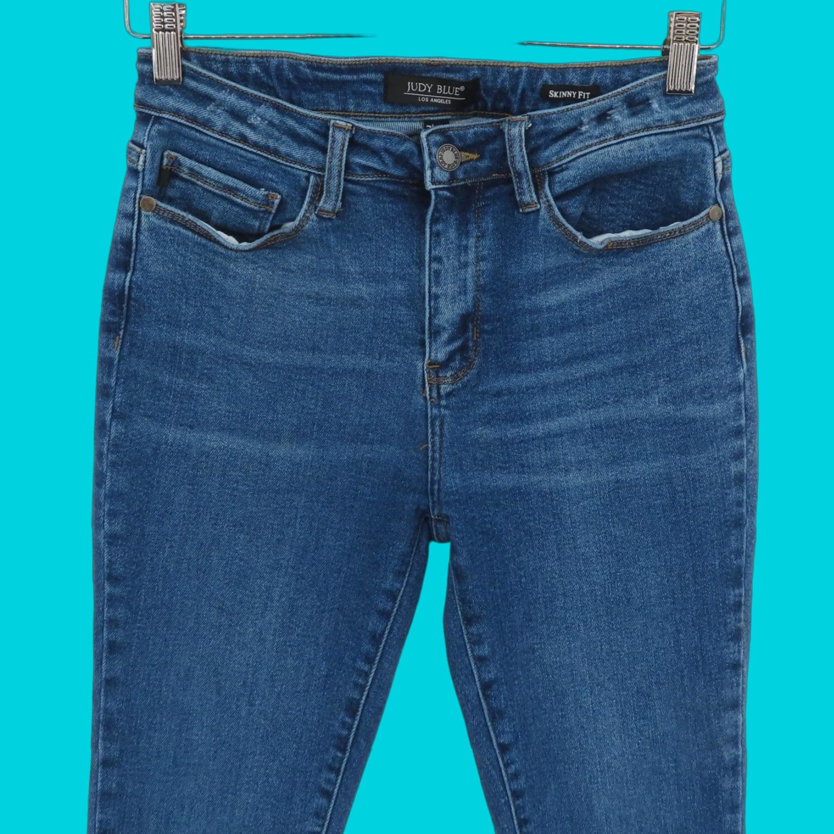 Judy Blue Women Jeans Skinny Fit Raw Hem 28 Blue Denim Pockets Cotton Stretch