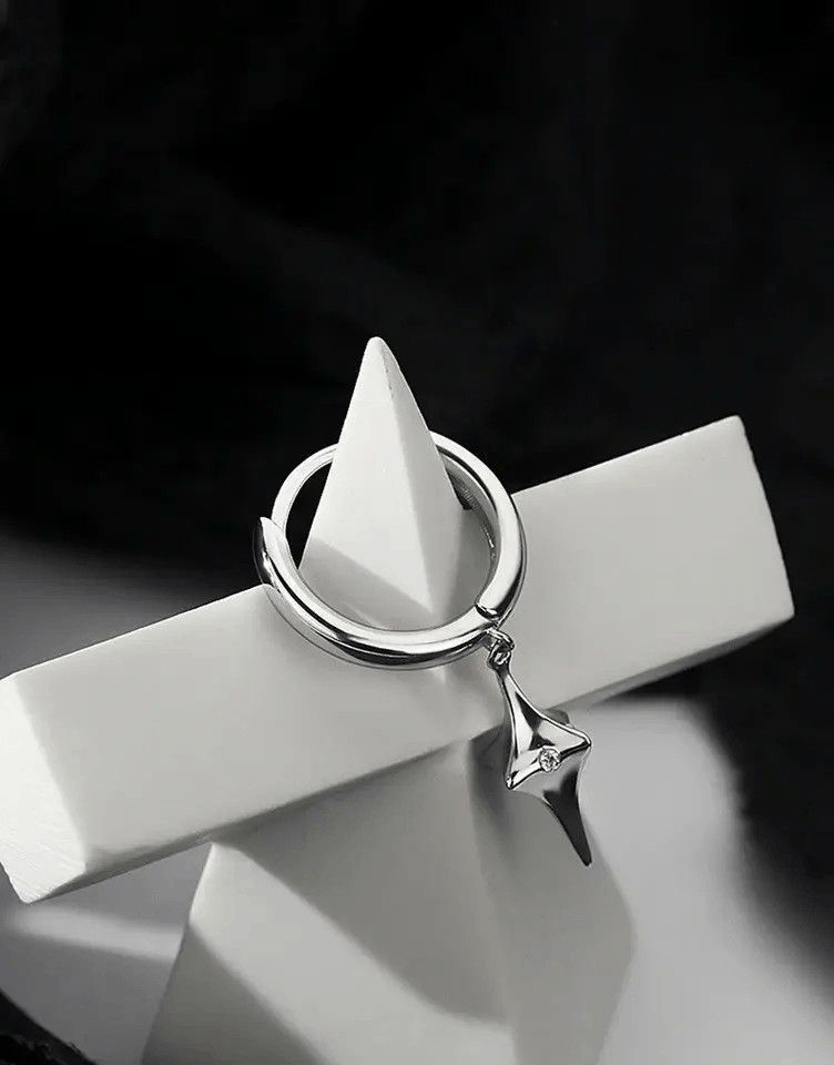Jewelry Crystal Star Stone Earrings Gothic Punk Chrome Jewelry Spike Size ONE SIZE - 2 Thumbnail
