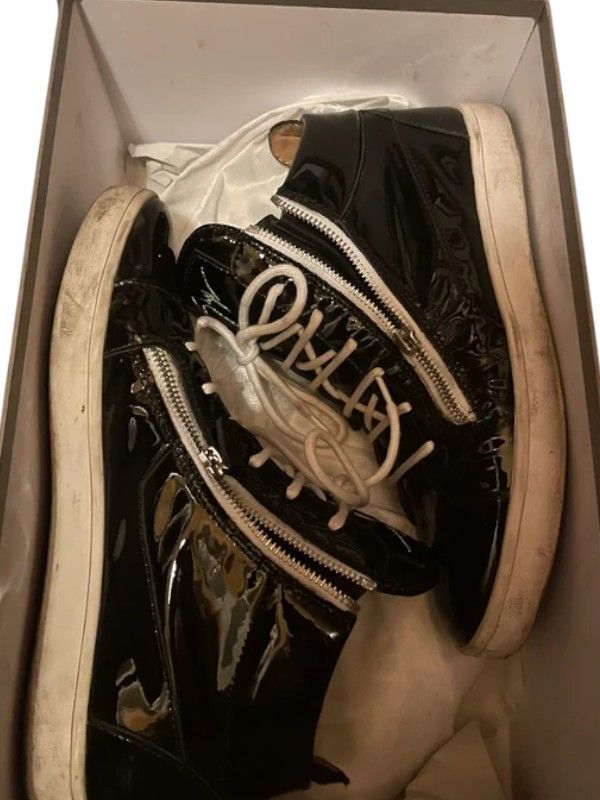 Giuseppe Zanotti Giuseppe Zanotti Patent Leather Double Zip Sneakers, c.2010s Size US 6.5 / EU 39-40 - 7 Thumbnail