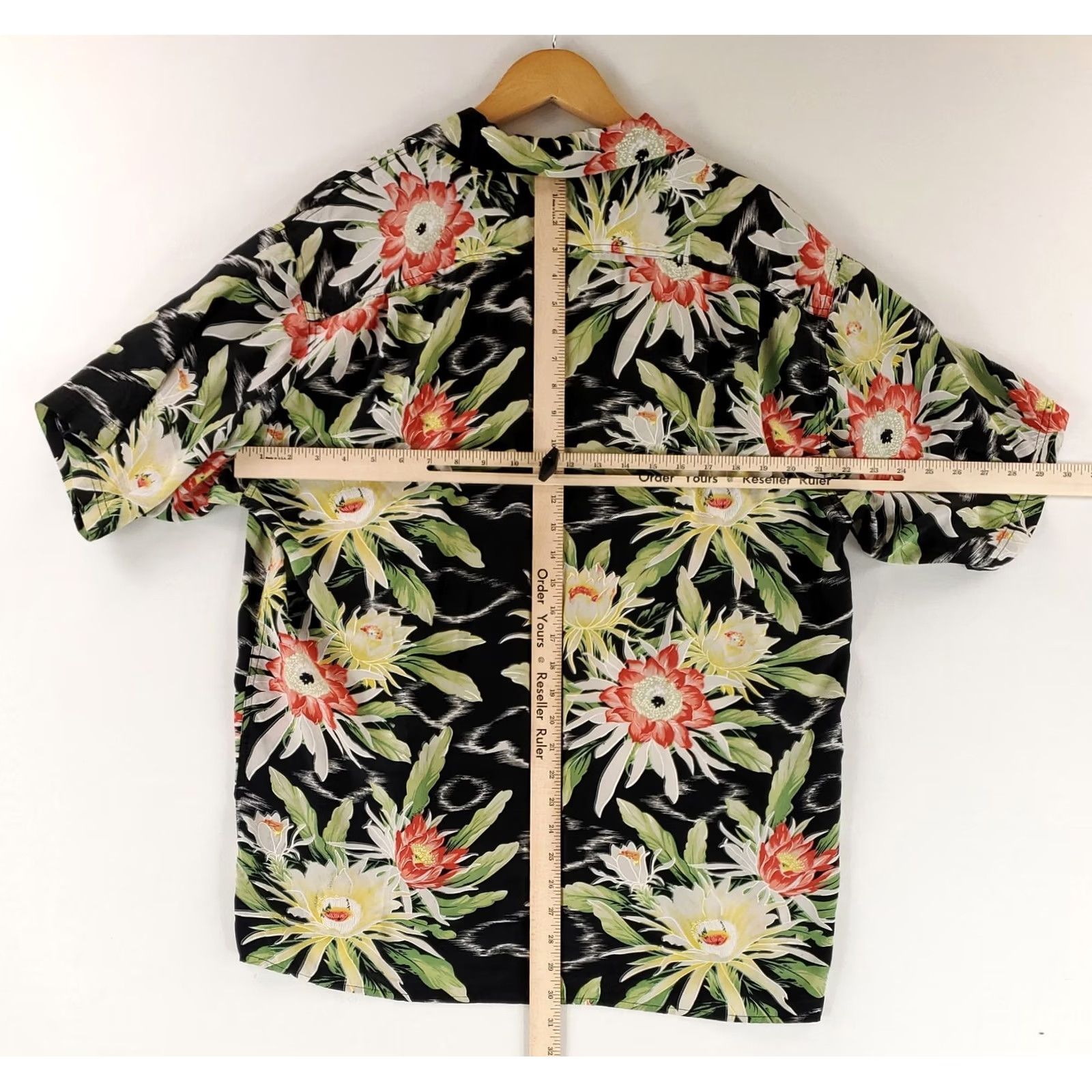 Vintage Avanti Shirt Hawaiian Silk Floral Short Sleeve Mens XL Black Loop Collar Size US XL / EU 56 / 4 - 7 Thumbnail