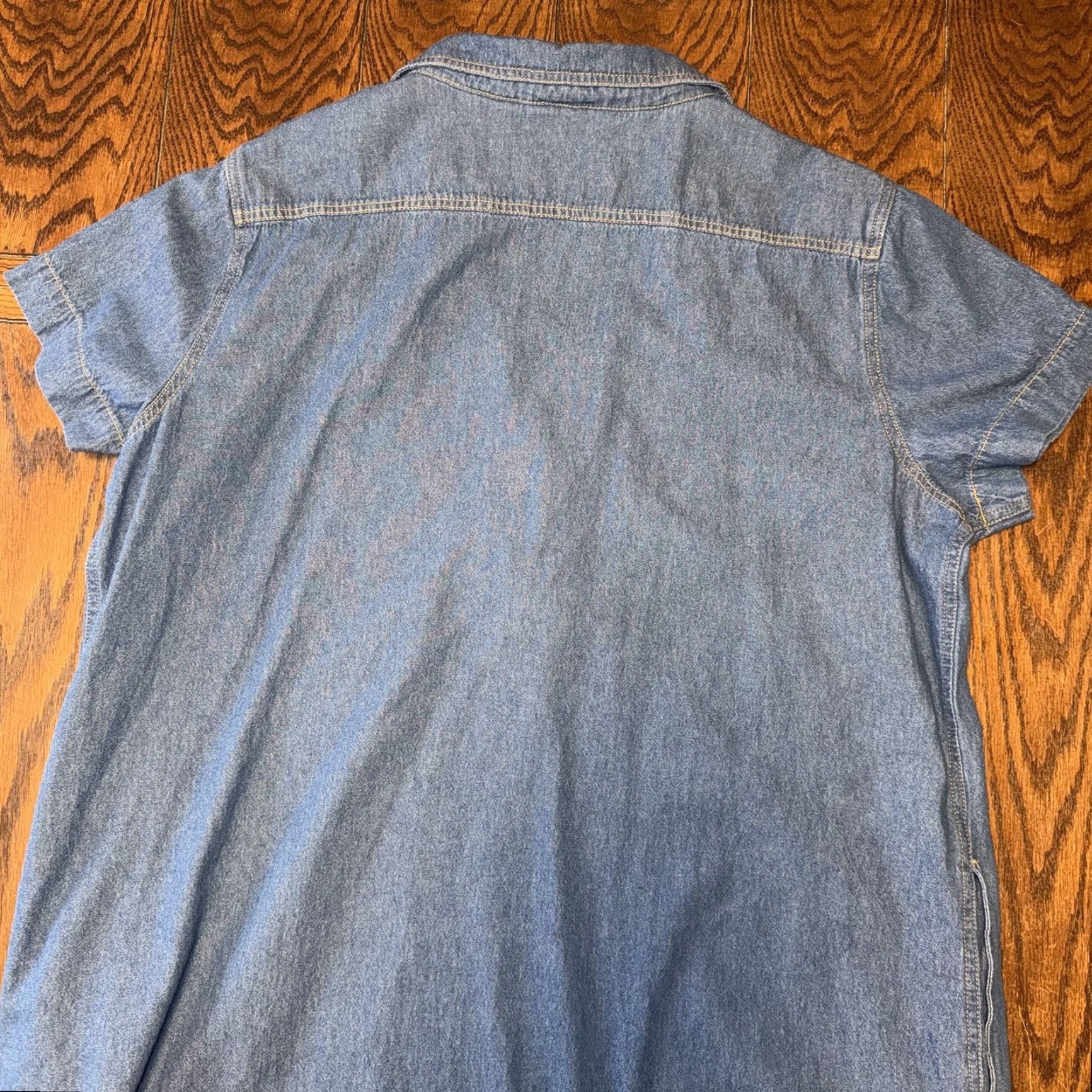 Denime The Vermont Country Store Denim Short Sleeve Popover Dress Women’s XL Pockets Blue Size 40" / US 18 - 7 Thumbnail