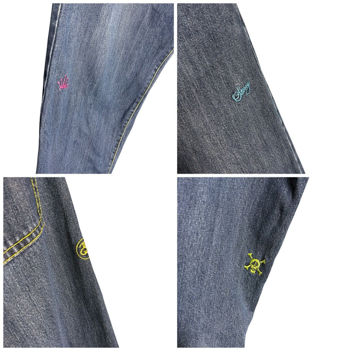Stussy × Vintage Vintage Stussy Rough Rugged Denim Skull Logo Jeans Pants Size US 34 / EU 50 - 3 Thumbnail