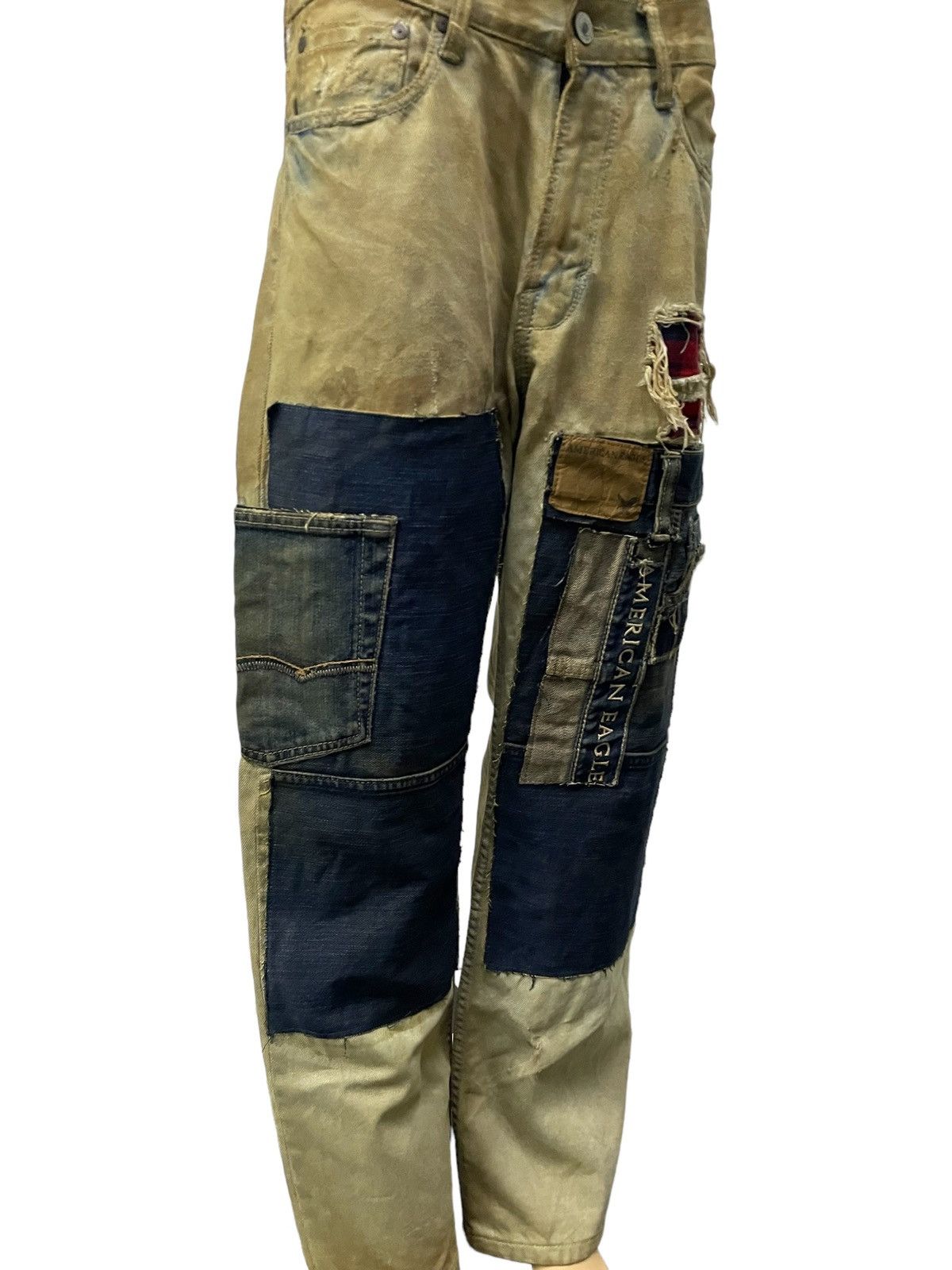 Hysteric Glamour × Japanese Brand American Eagle Patch work Mud Wash Dirty Loose Jeans Size US 30 / EU 46 - 5 Thumbnail