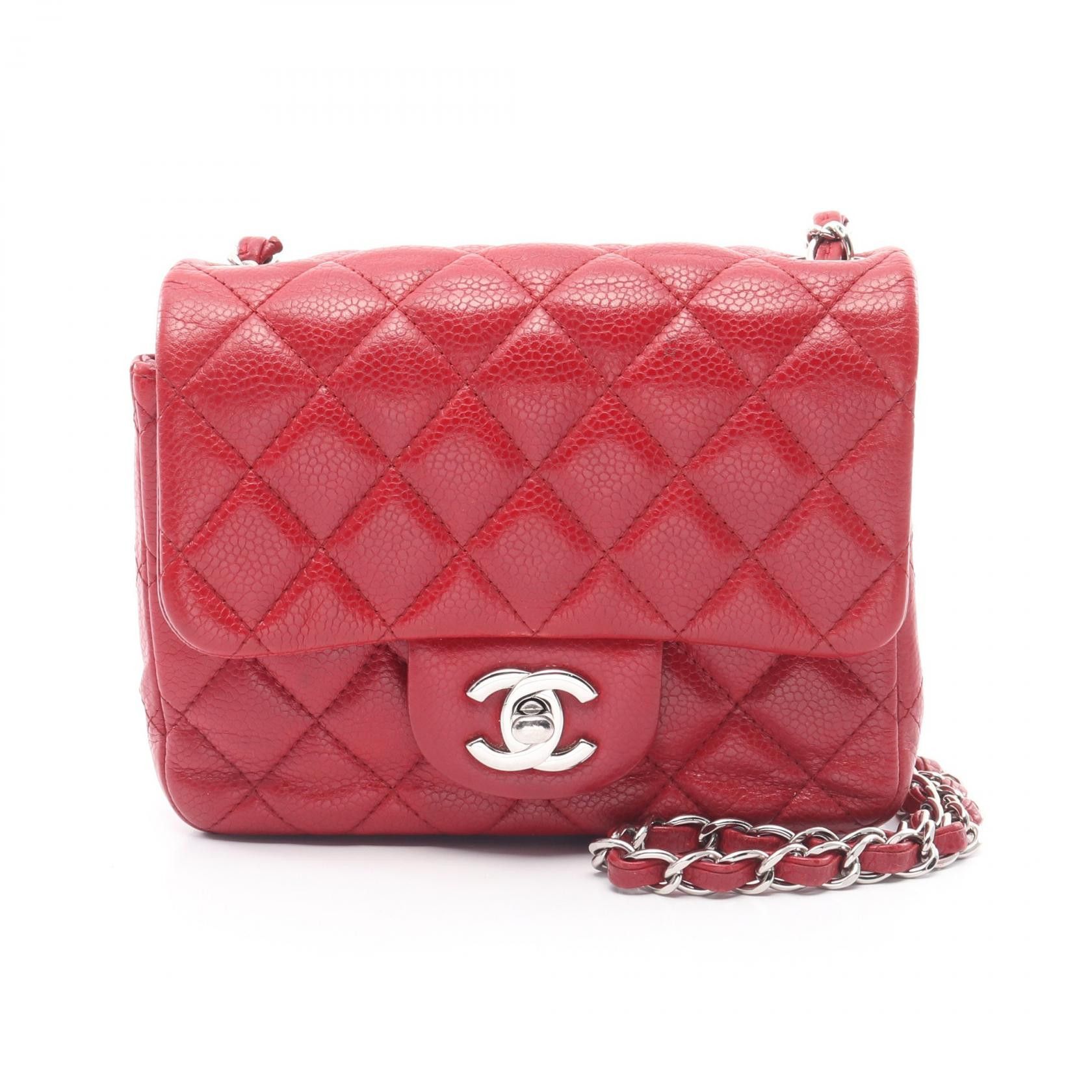 Chanel Chanel Mini Matelasse Grained Calfskin Shoulder Bag Leather Shoulder Bag A35200 in Red, Women's